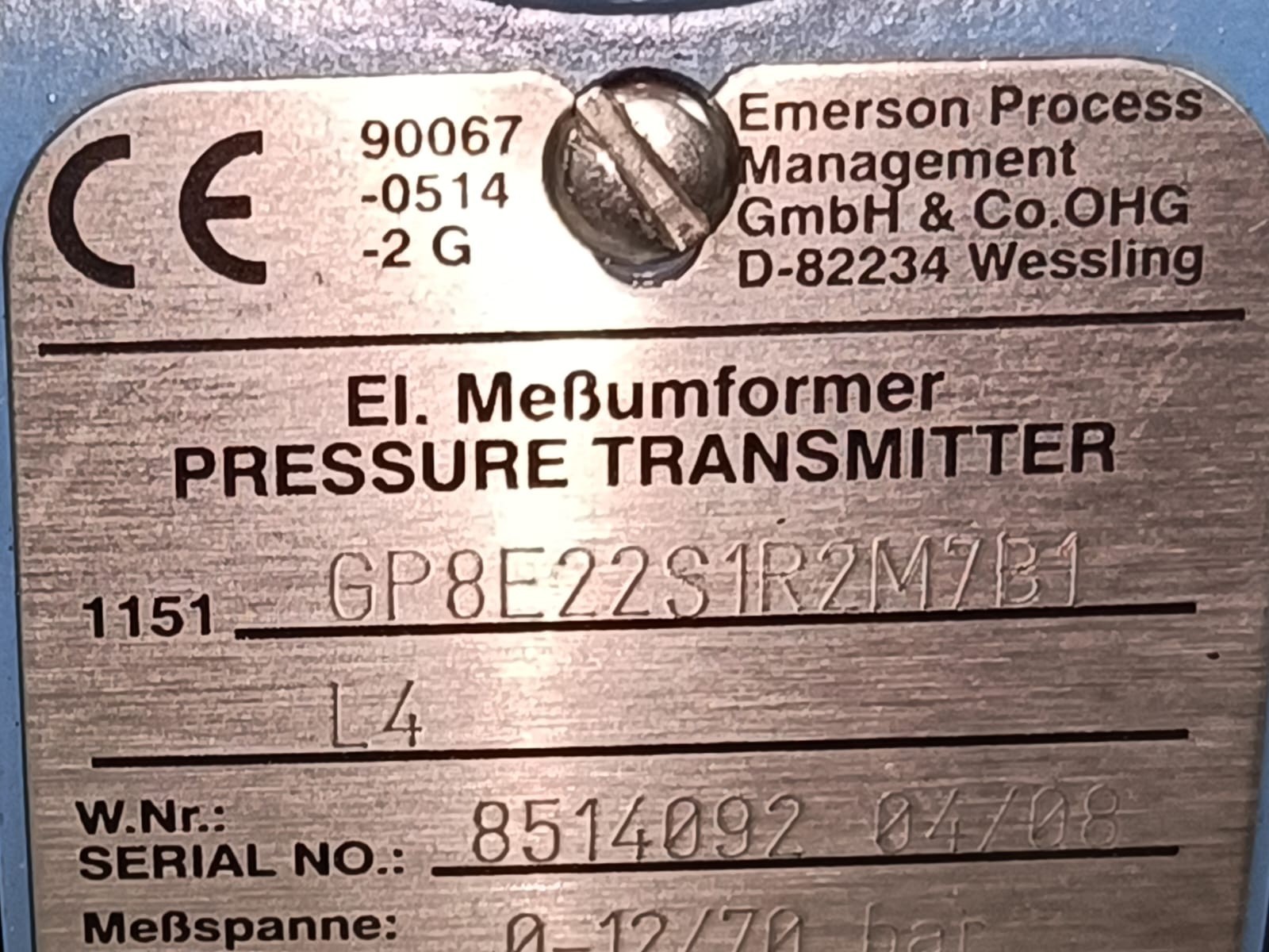 Rosemount 1151-1352-0001 ROSEMOUNT 1151 / 1151-1352-0001 REV A SMART PRESSURE TRANSMITTER 4