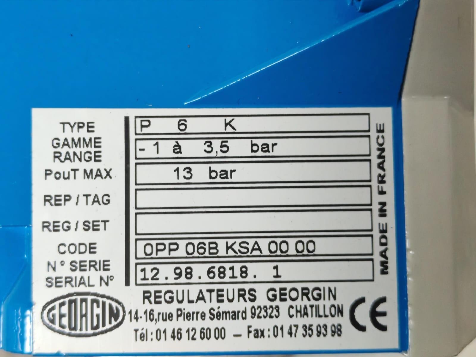 GE P6K GEORGIN P6K 13BAR PRESSURE SWITCH 7