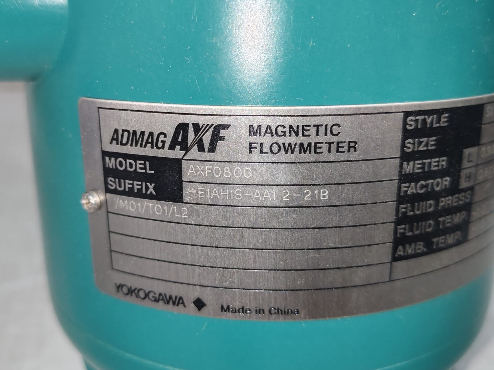Yokogawa AXF080G-E1AH1S-AA12-21B YOKOGAWA AXF080G S1 / AXF080G-E1AH1S-AA12-21B ADMAG AXF MAGNETIC FLOWMETER 6