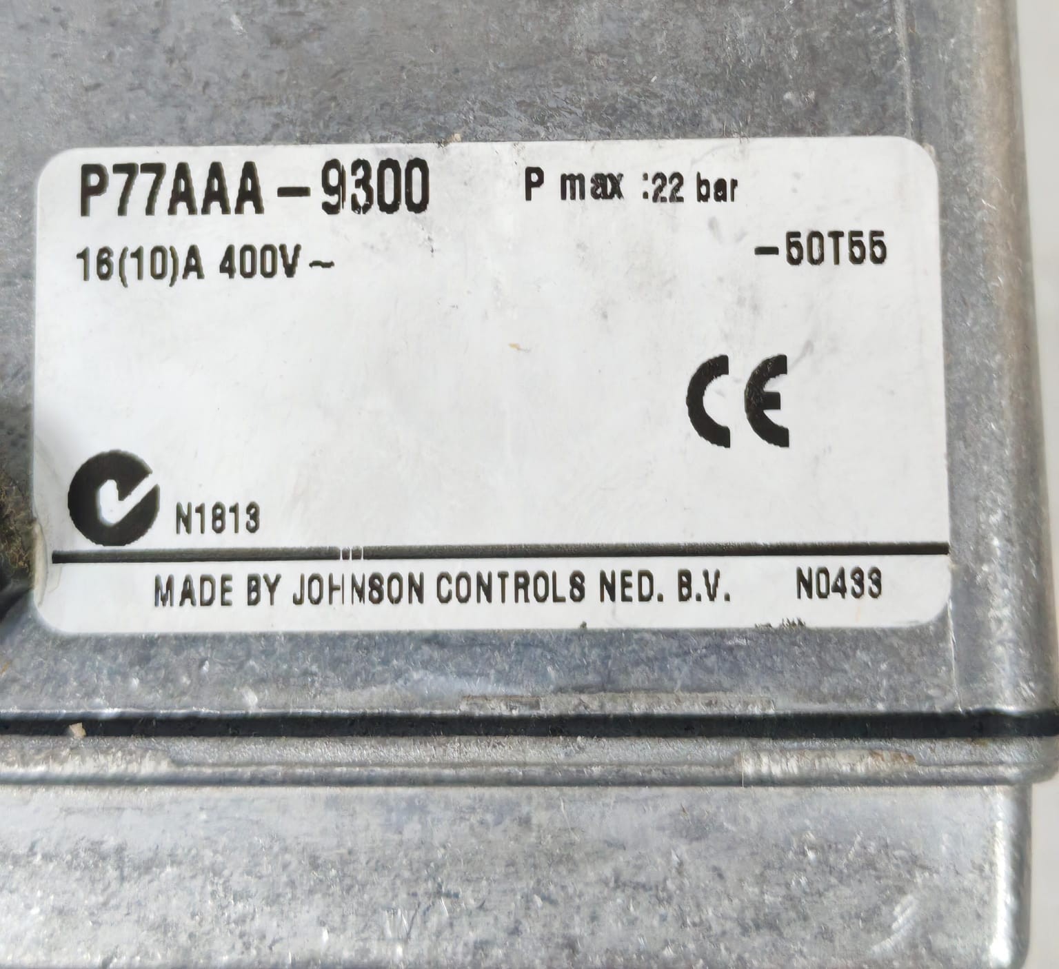 Johnson Controls P77AAA-9300 JOHNSON CONTROLS P77AAA-9300 PRESSURE CONTROL 10