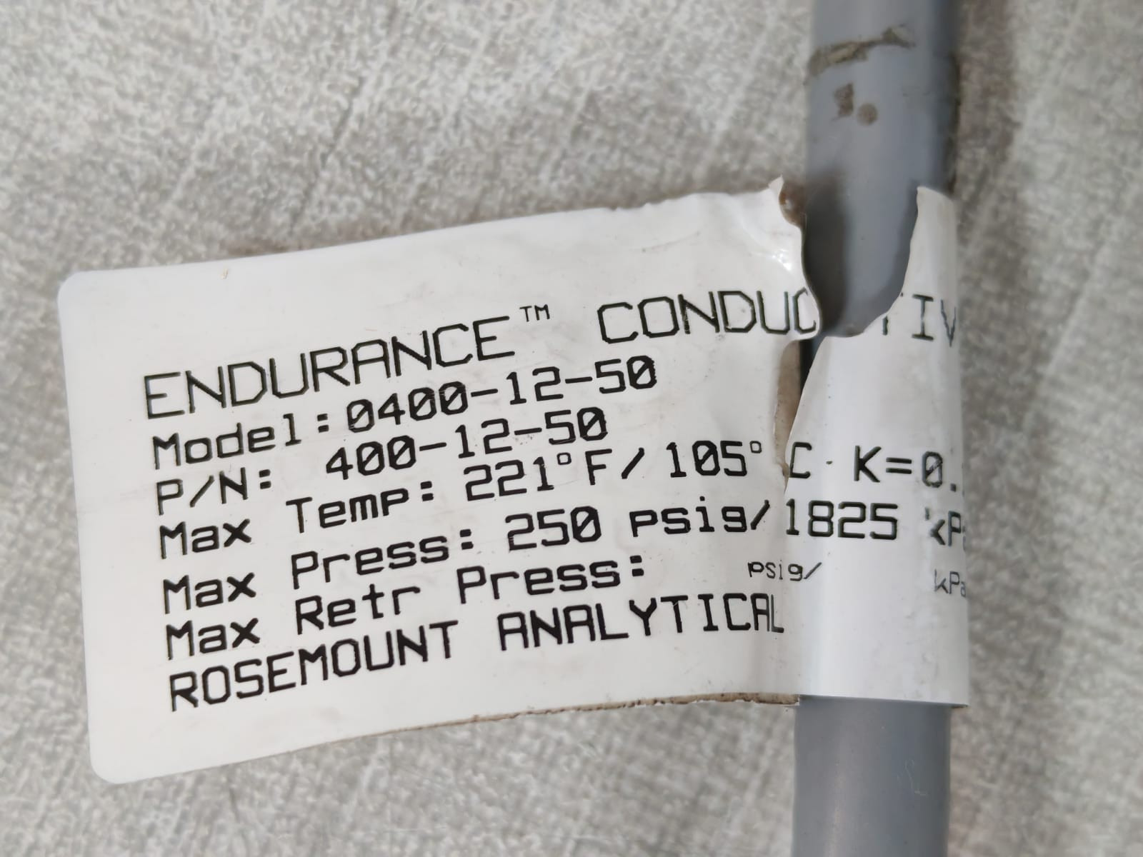 ROSEMOUNT ANALYTICAL 400-12-50 ROSEMOUNT ANALYTICAL 0400-12-5 P/N:400-12-50 ENDURANCE CONDUCTIVITY SENSOR 3