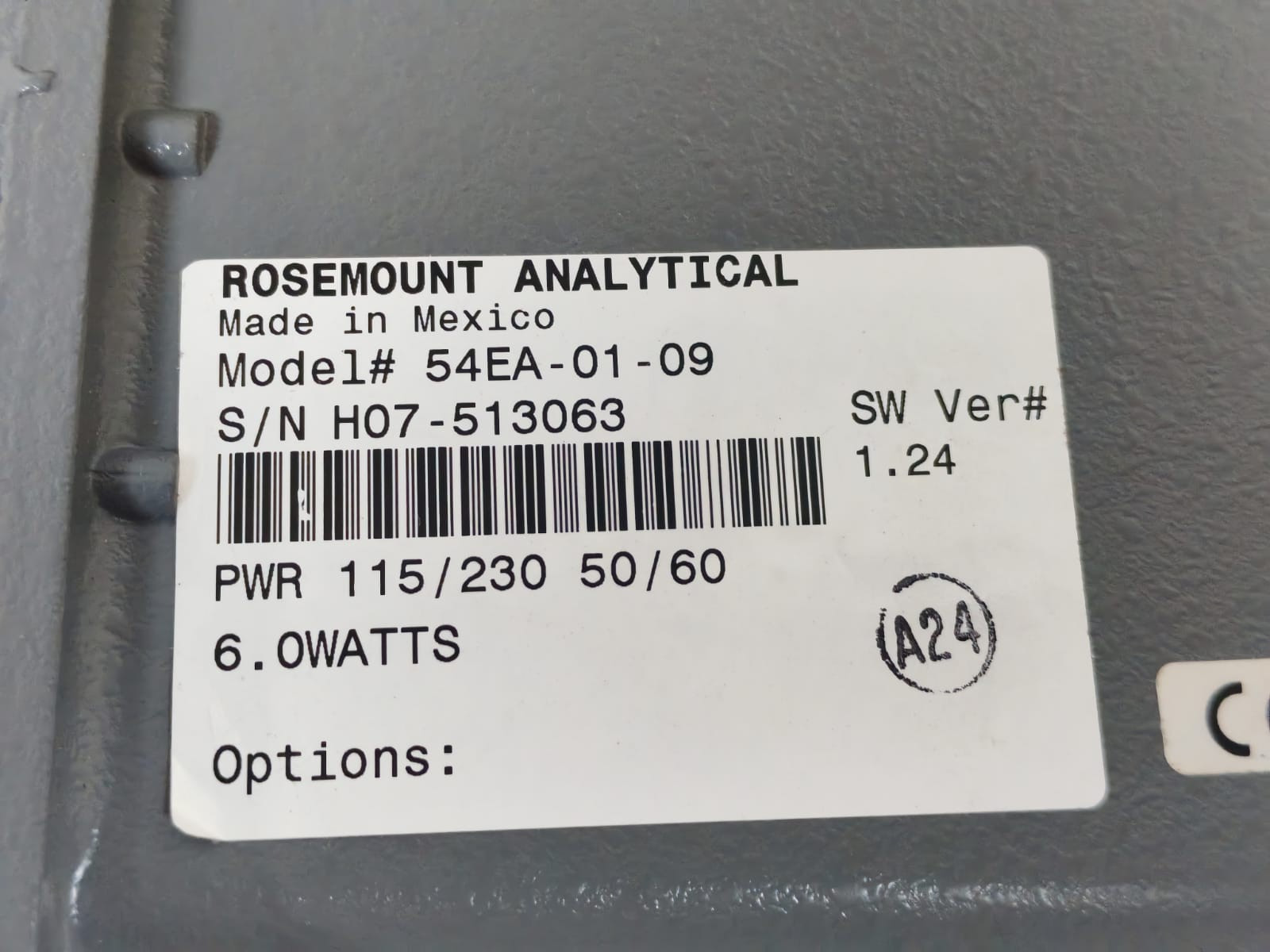 ROSEMOUNT ANALYTICAL 54E 54EA-01-09 SW VER# 1.24 ROSEMOUNT ANALYTICAL 54E 54EA-01-09 SW VER# 1.24 CONDUCTIVITY ANALYZER 115/230V 4