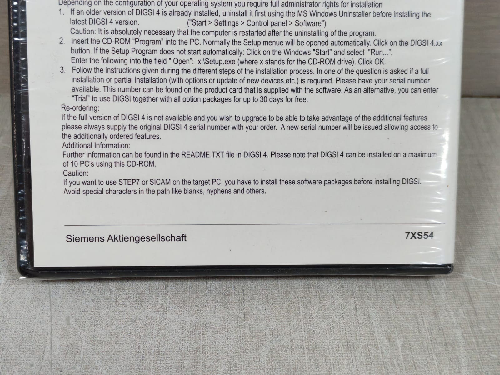 Siemens 7XS5400-0AA00 SIEMENS DIGSI4 V4.71 7XS5400-0AA00 BASIS CD-VERSION OPERATIING PROG.FOR SIPROTEC 10
