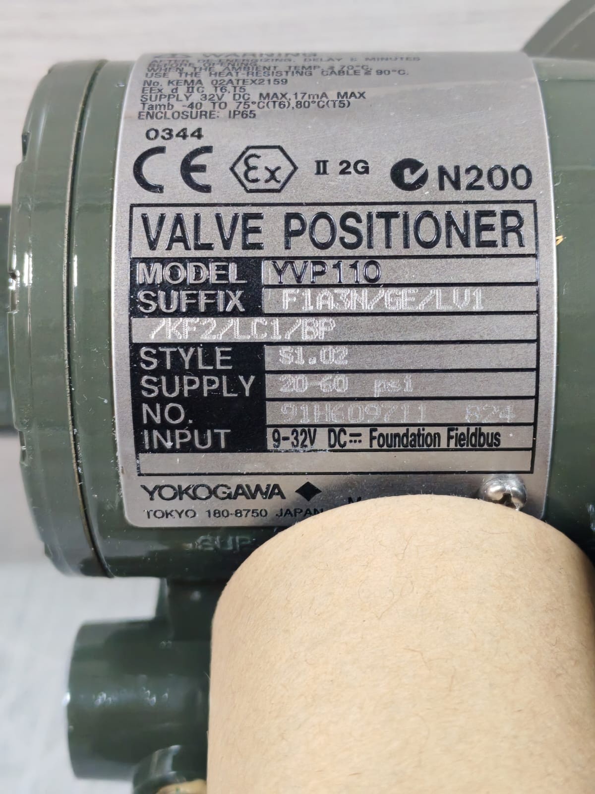 YOKOGAWA YVP110 / 91H609711 824 YOKOGAWA YVP110 91H609711 824 F1A3N/GE/LV1/KF2/LC1/BP VALVE POSITIONER 4