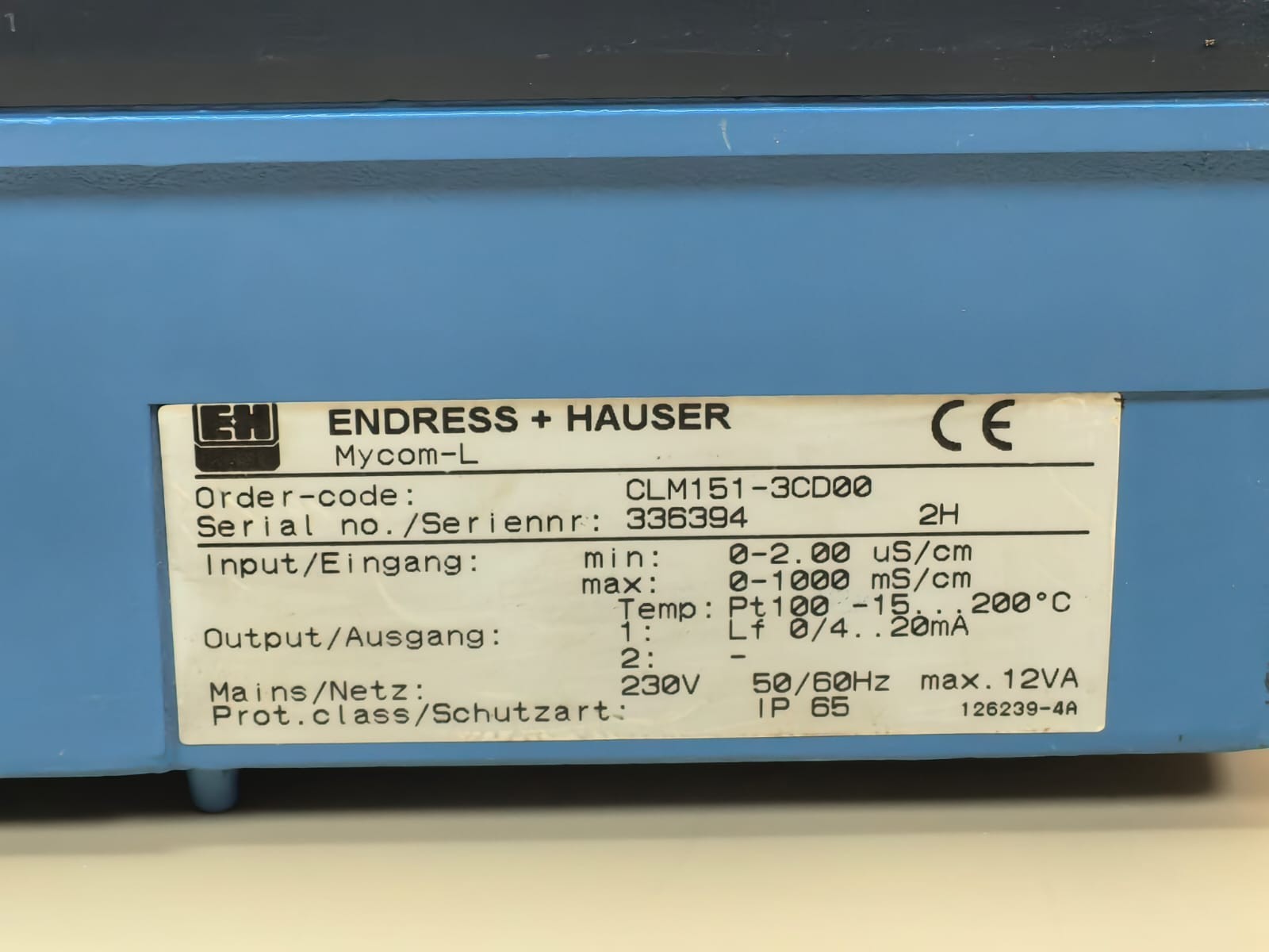 Endress+Hauser CLM151-3CD00 ENDRESS+HAUSER CLM151-3CD00 MYCOM-L CONDUCTIVITY TRANSMITTER 5