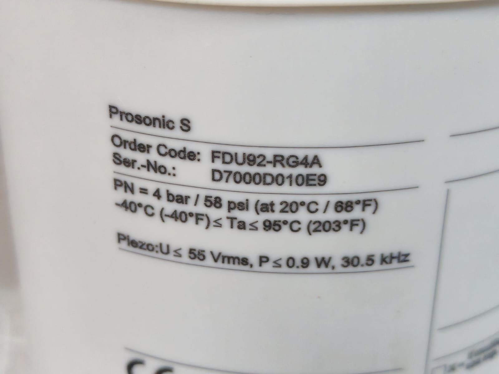 Endress+Hauser FDU92-RG4A ENDRESS+HAUSER FDU92-RG4A PROSONIC S ULTRASONIC SENSOR 4