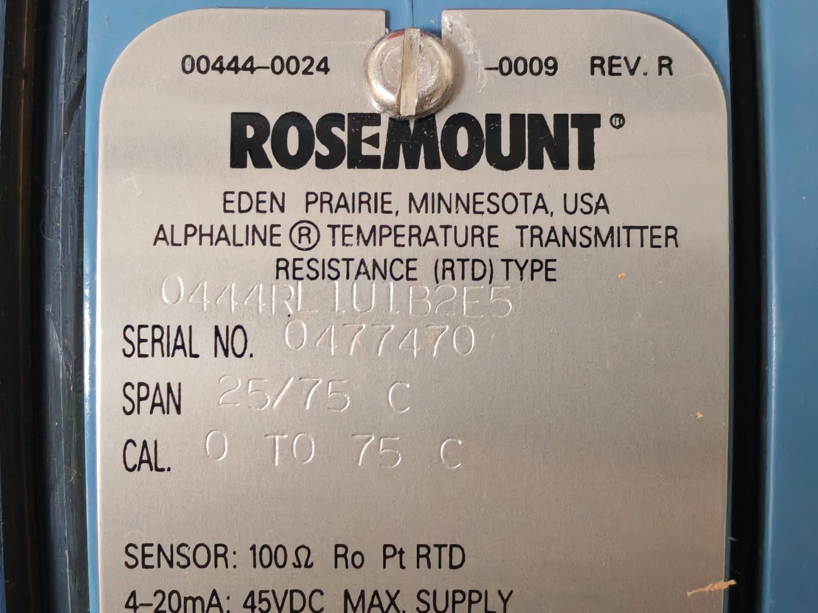 Rosemount 444RL1U1B2E5 ROSEMOUNT 444RL1U1B2E5 TEMPERATURE TRANSMITTER SENSOR 45VDC 9