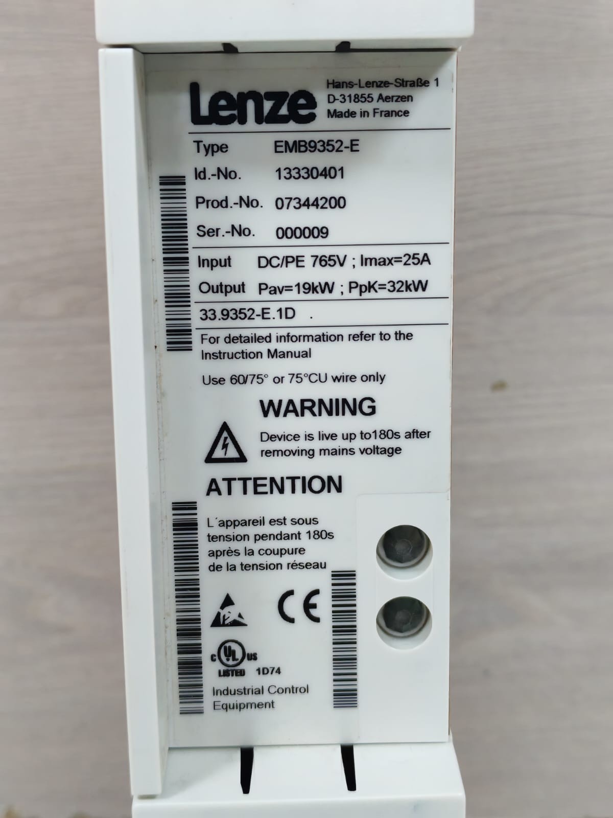 Lenze EMB9352-E LENZE EMB9352-E SERIES BRAKE UNIT 765V 5