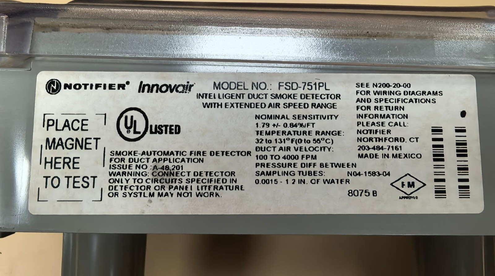 Honeywell FSD-751PL NOTIFIER INNOVAIR FSD-751PL INTELLIGENT DUCT SMOKE DETECTOR 2