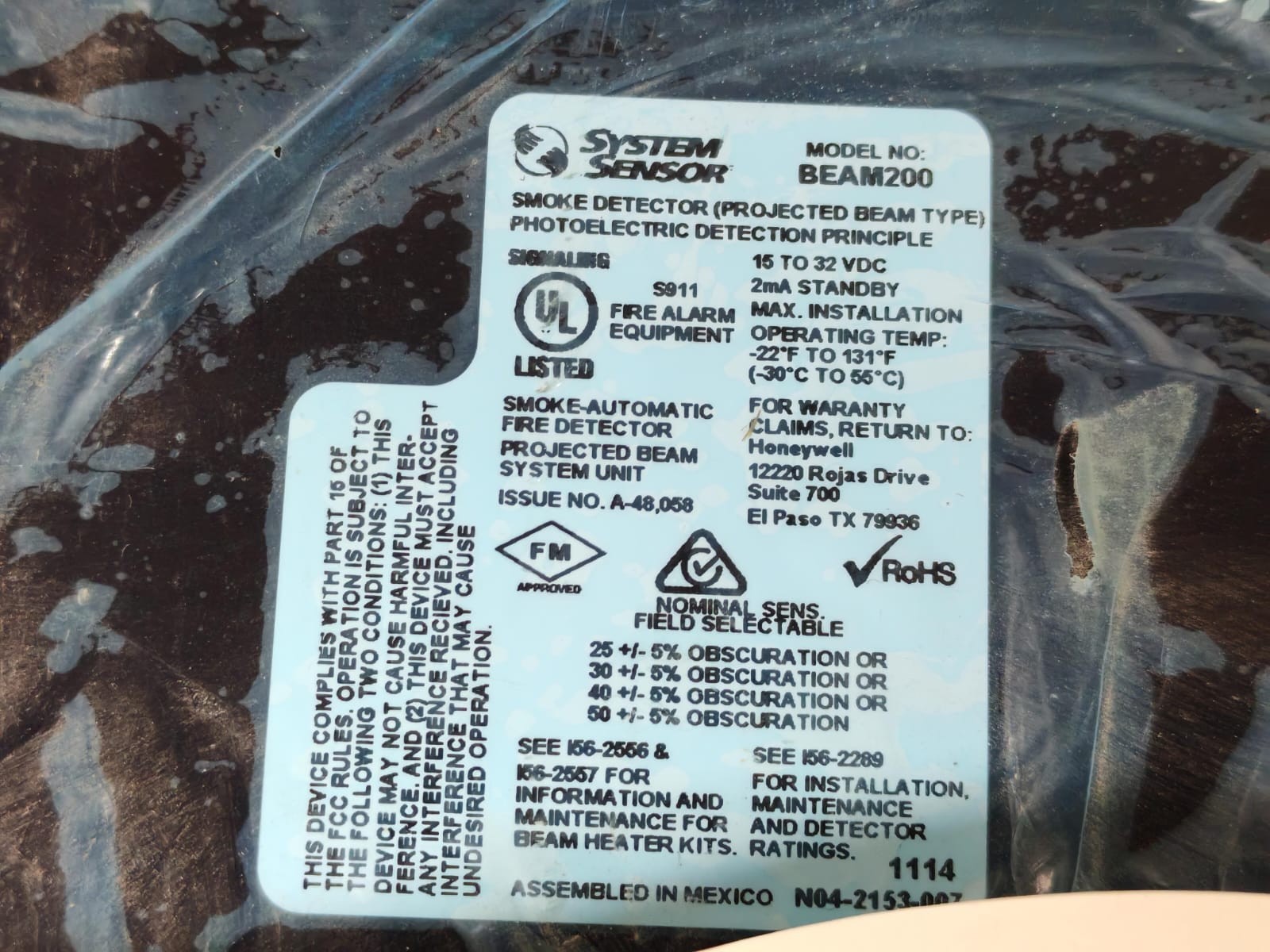 SYSTEM SENSOR BEAM200 SYSTEM SENSOR BEAM200 SMOKE DETECTOR 6