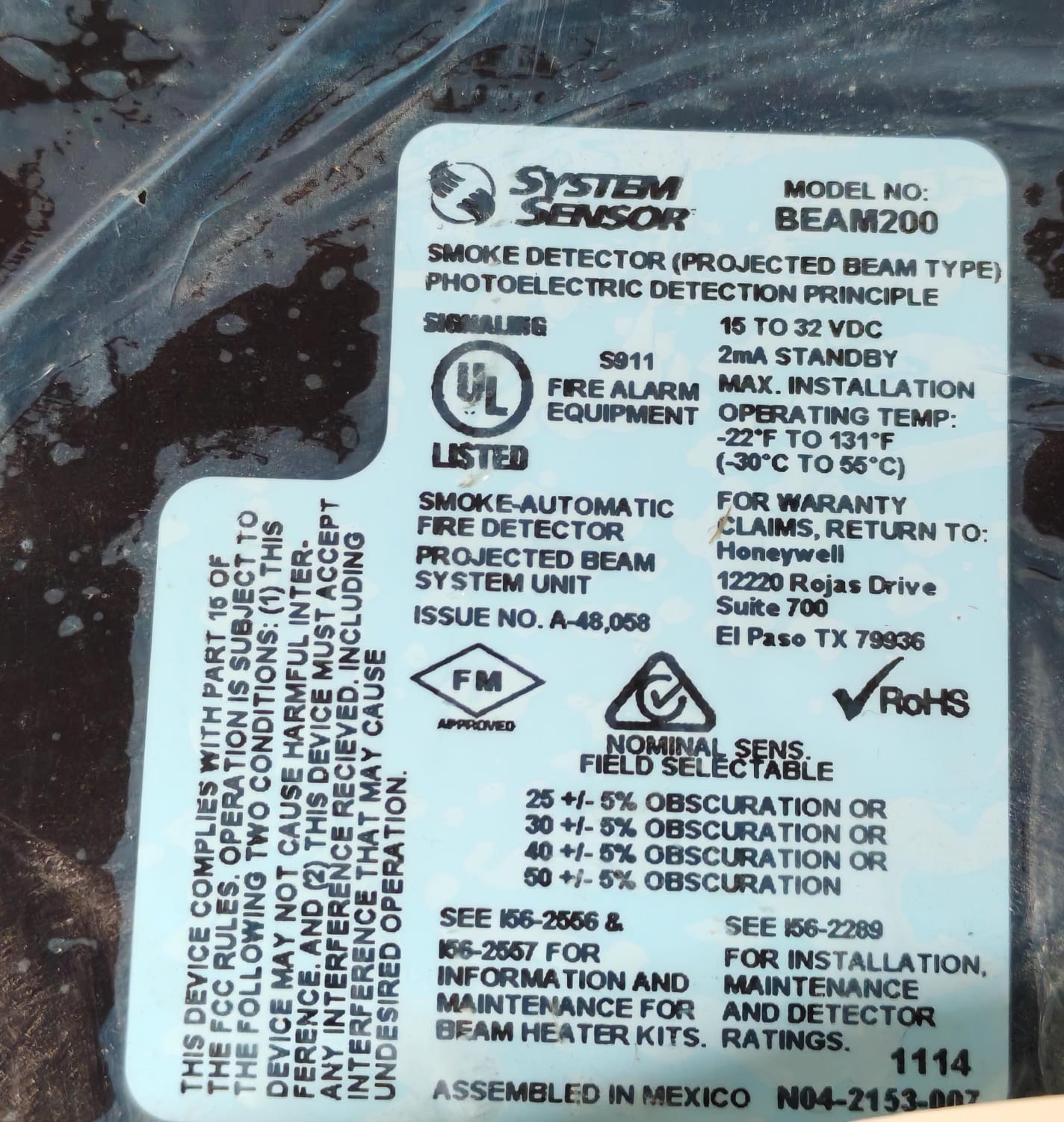 SYSTEM SENSOR BEAM200 SYSTEM SENSOR BEAM200 SMOKE DETECTOR 10