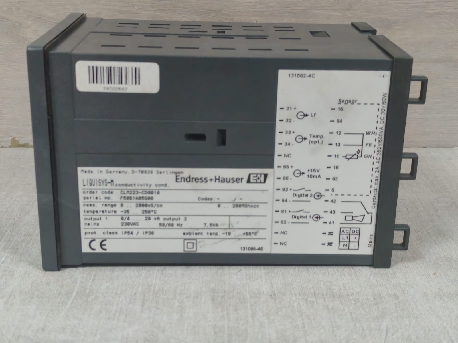 Endress+Hauser CLM223-CD0010 ENDRESS+HAUSER LIQUISYS M CLM223-CD0010 CONDUCTIVITY TRANSMITTER 230VAC 8