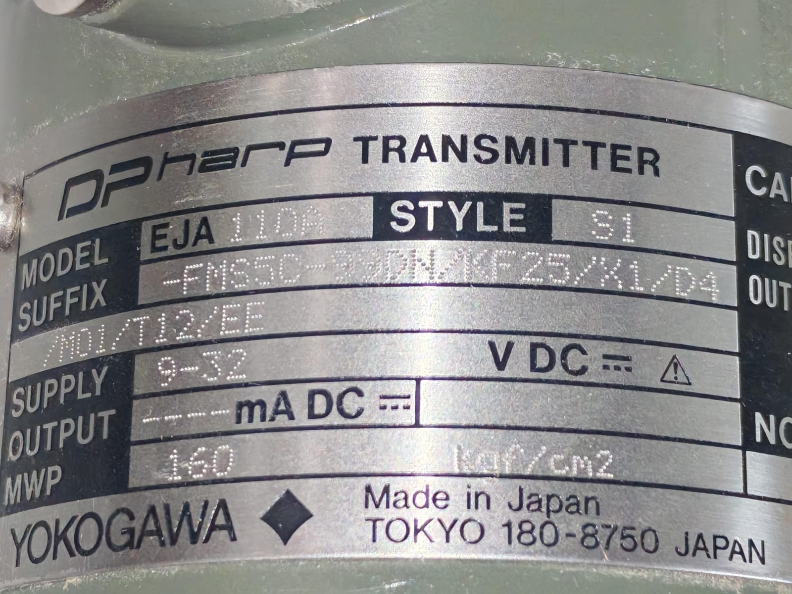 Yokogawa KF25/X1/D4/M01/T12/EE YOKOGAWA EJA 110A S1 / -FMS5C-99DN/KF25/X1/D4/M01/T12/EE DPharp TRANSMITTER 8