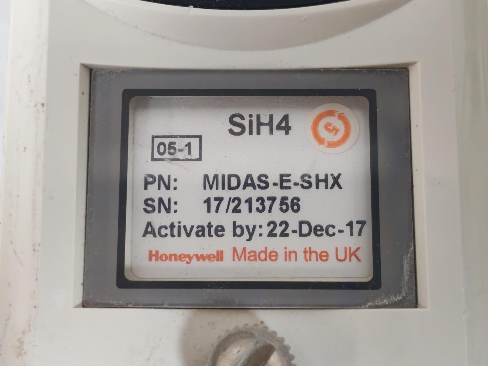 Honeywell SiH4 MIDAS-E-SHX HONEYWELL SiH4 MIDAS-E-SHX GAS DETECTOR 4