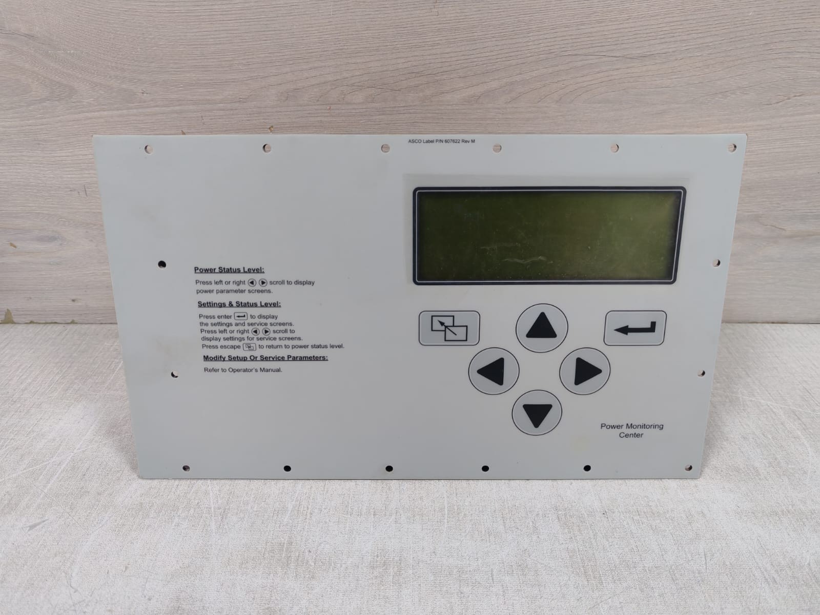 ASCO 607622 REV. M ASCO 5220 SERIES P/N 607622 REV. M POWER MONITORING CENTER 2