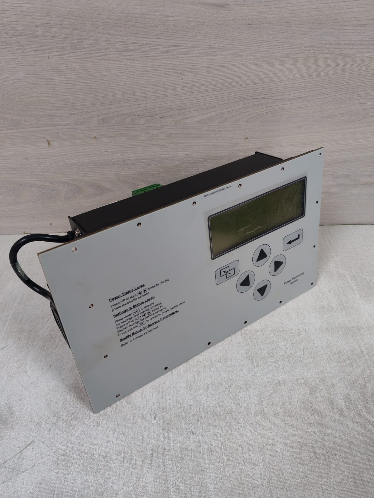 ASCO 607622 REV. M ASCO 5220 SERIES P/N 607622 REV. M POWER MONITORING CENTER 7