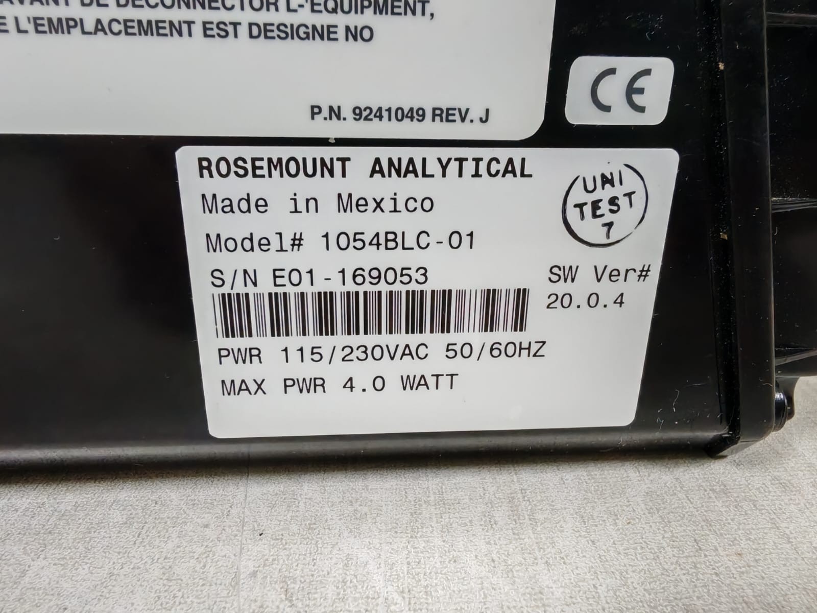 ROSEMOUNT ANALYTICAL 1054BLC-01 ROSEMOUNT ANALYTICAL 1054B / 1054BLC-01 LOW CONDUCTIVITY ANALYZER LCD 115-230VAC 7
