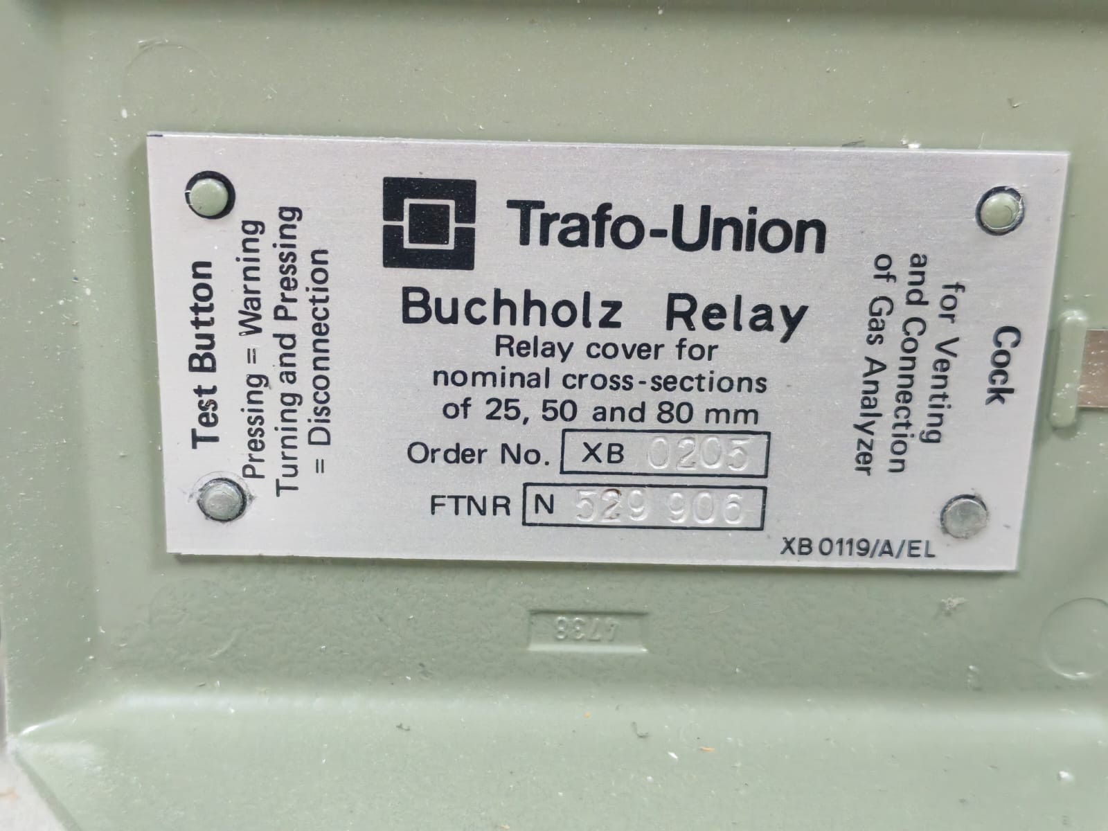 TRAFO-UNION XB0205 TRAFO-UNION XB0205 BUCHHOLZ RELAY 4