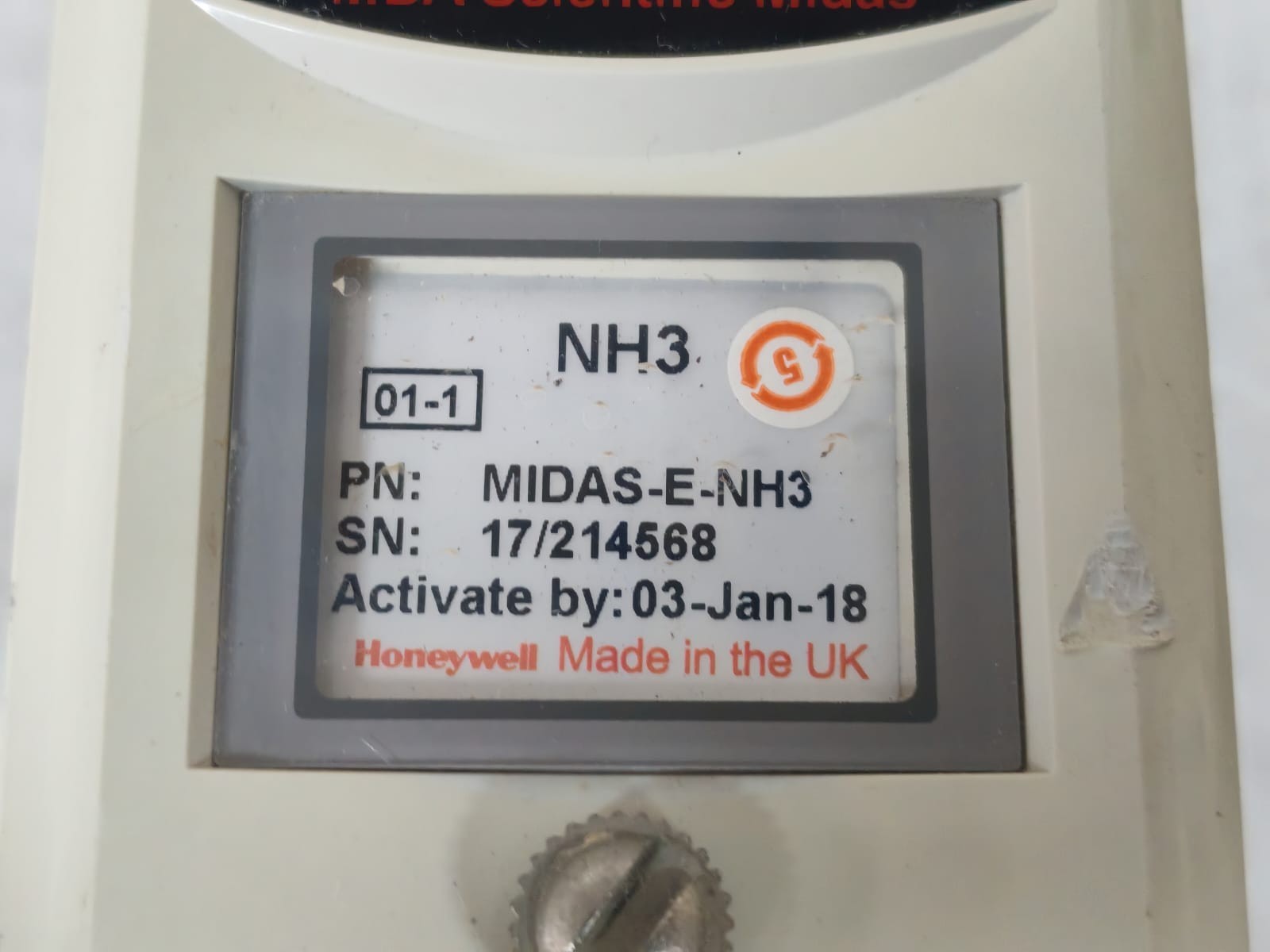 Honeywell NH3 MIDAS-E-NH3 HONEYWELL NH3 MIDAS-E-NH3 GAS DETECTOR 6