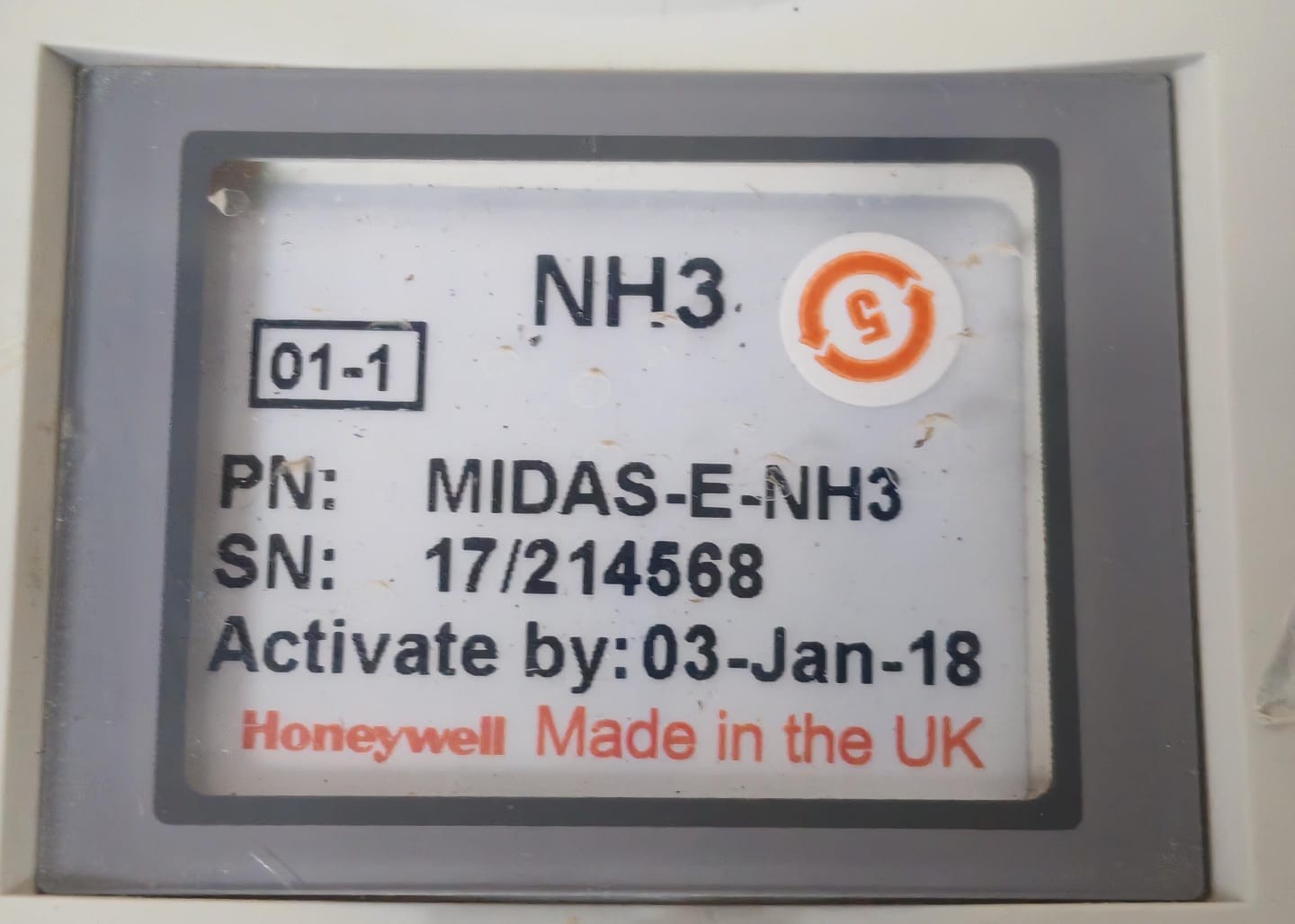 Honeywell NH3 MIDAS-E-NH3 HONEYWELL NH3 MIDAS-E-NH3 GAS DETECTOR 7