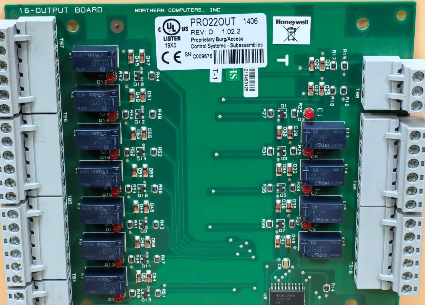 Honeywell PRO22OUT HONEYWELL PRO22OUT REV.D 1.02.2 OUTPUT MODULE BOARD 3