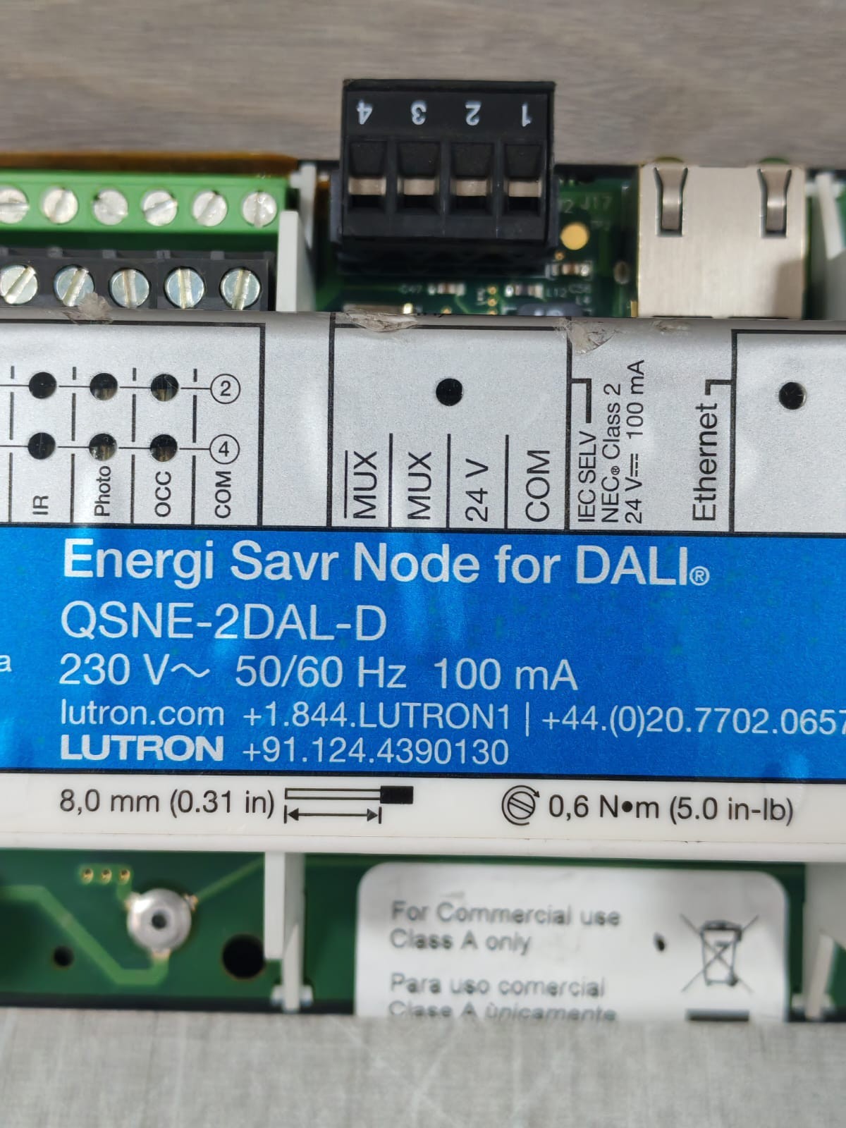 Lutron QSNE-2DAL-D LUTRON QSNE-2DAL-D ENERGI SAVR NODE FOR DALI 230V-50/60 HZ 3