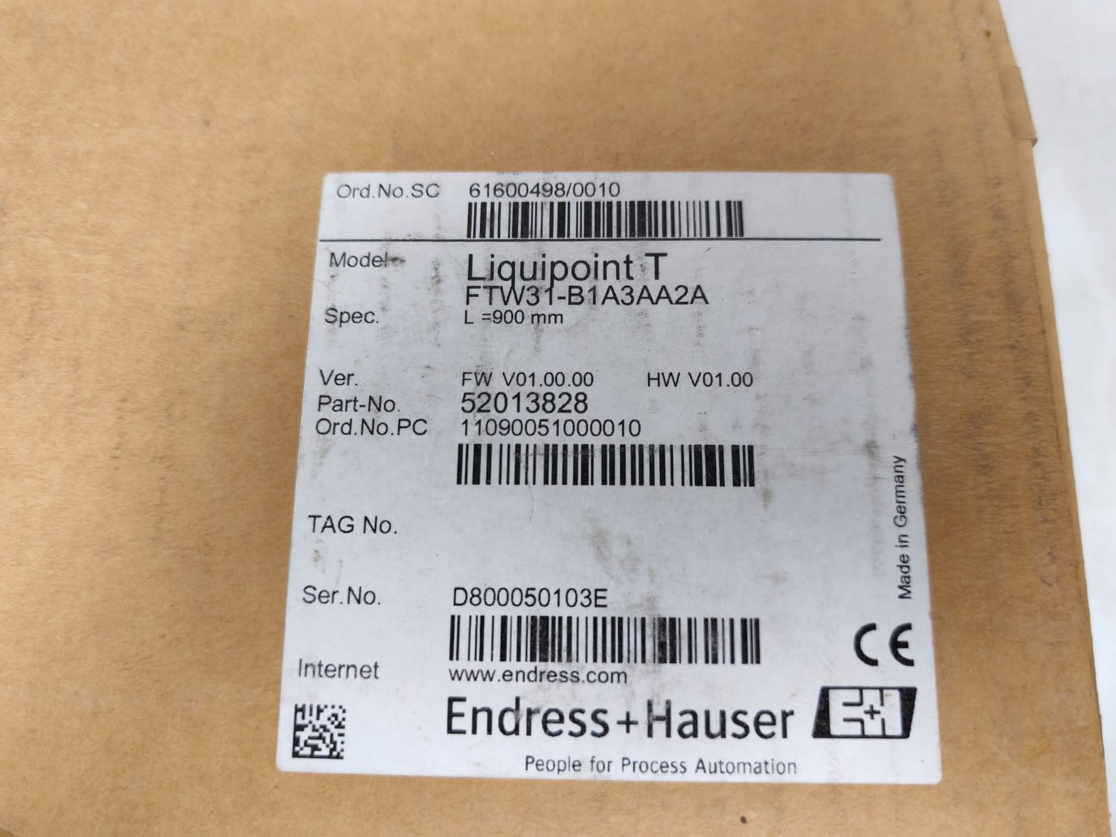 ENDRESS+HAUSER FTW31-B1A3AA4A 52013828 ENDRESS+HAUSER LIQUIPOINT T FTW31-B1A3AA4A 52013828 POINT LEVEL SWITCH 2
