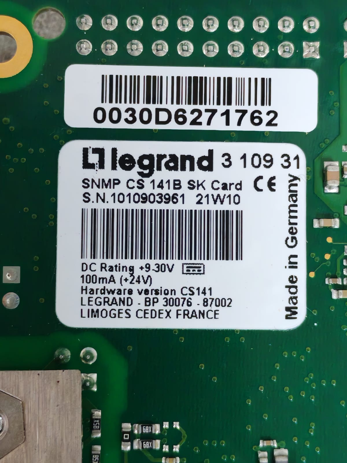 Legrand LEGRAND-9-805-39-ARCHIMOD LEGRAND 9 805 39 ARCHIMOD / TRIMOD HE BACK PANEL BOARD W/ SNMP CS 141B SK CARD 7