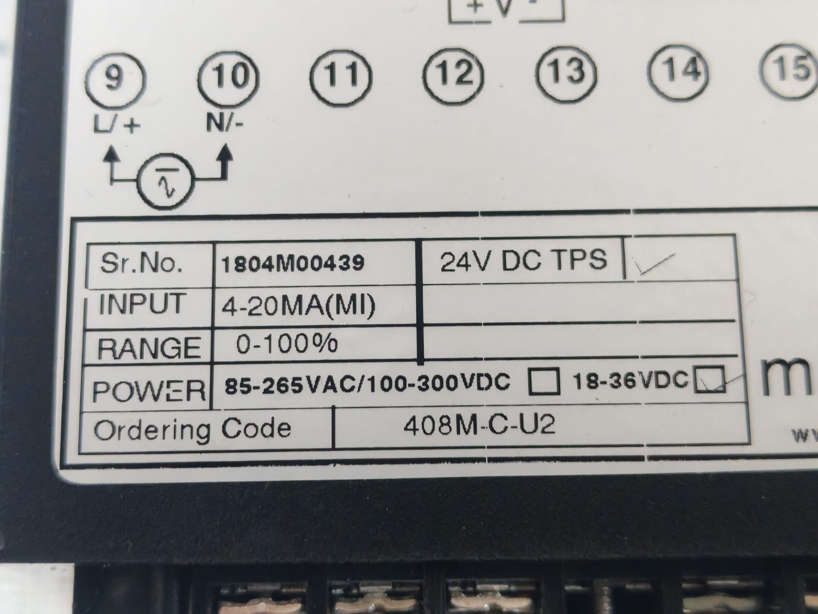 MASIBUS 408-M / 408M-C-U2 MASIBUS 408-M / 408M-C-U2 DIGITAL INDICATOR 24VDC 8