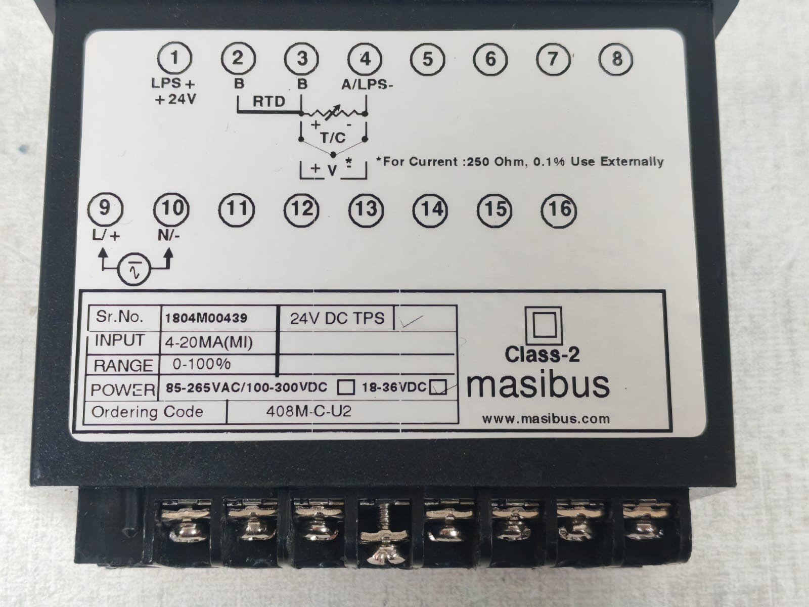 MASIBUS 408-M / 408M-C-U2 MASIBUS 408-M / 408M-C-U2 DIGITAL INDICATOR 24VDC 9