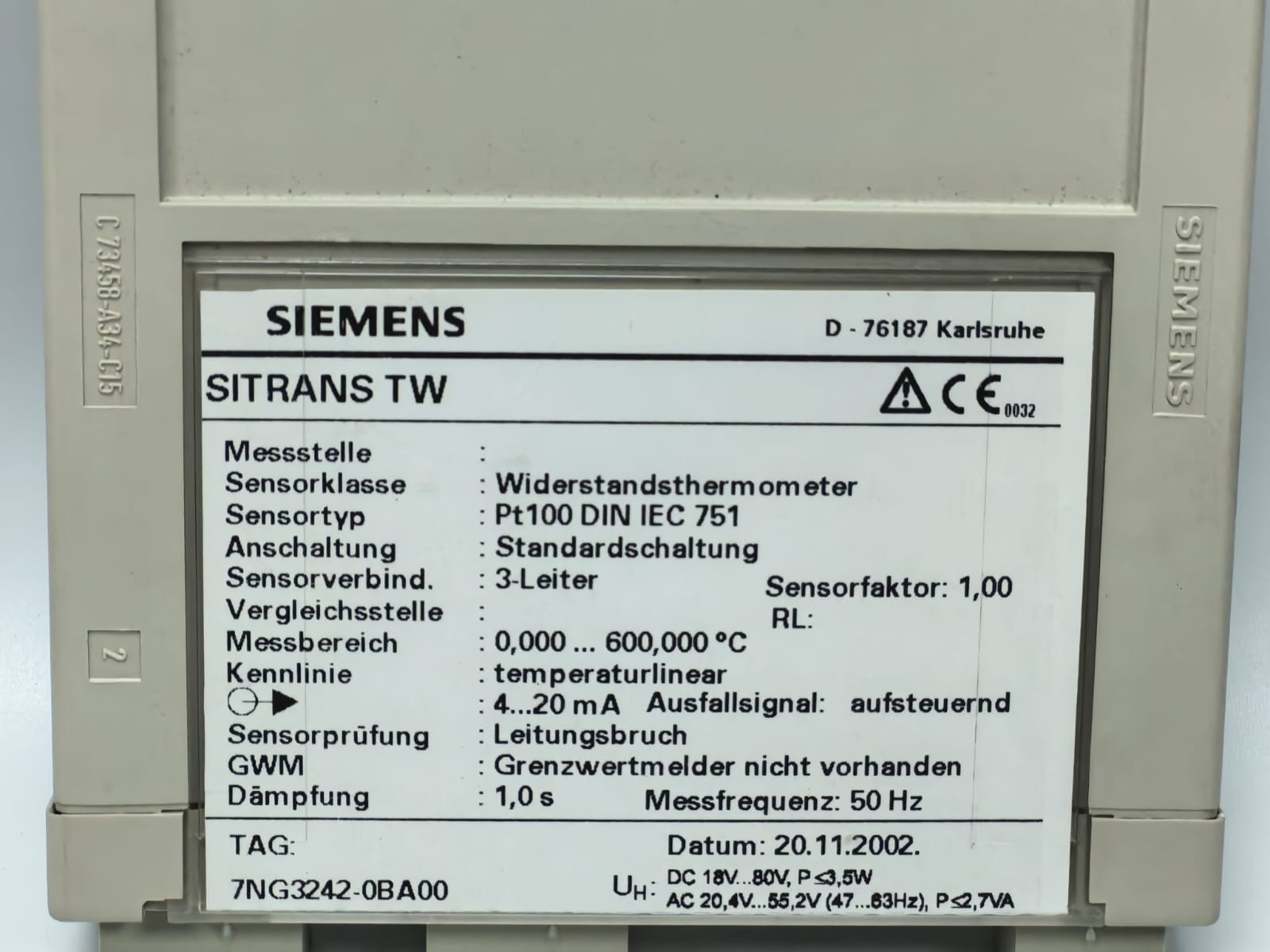 Siemens 7NG3242-0BA00 SIEMENS 7NG3242-0BA00 SITRANS TW UNIVERSAL TRANSMITTER 3