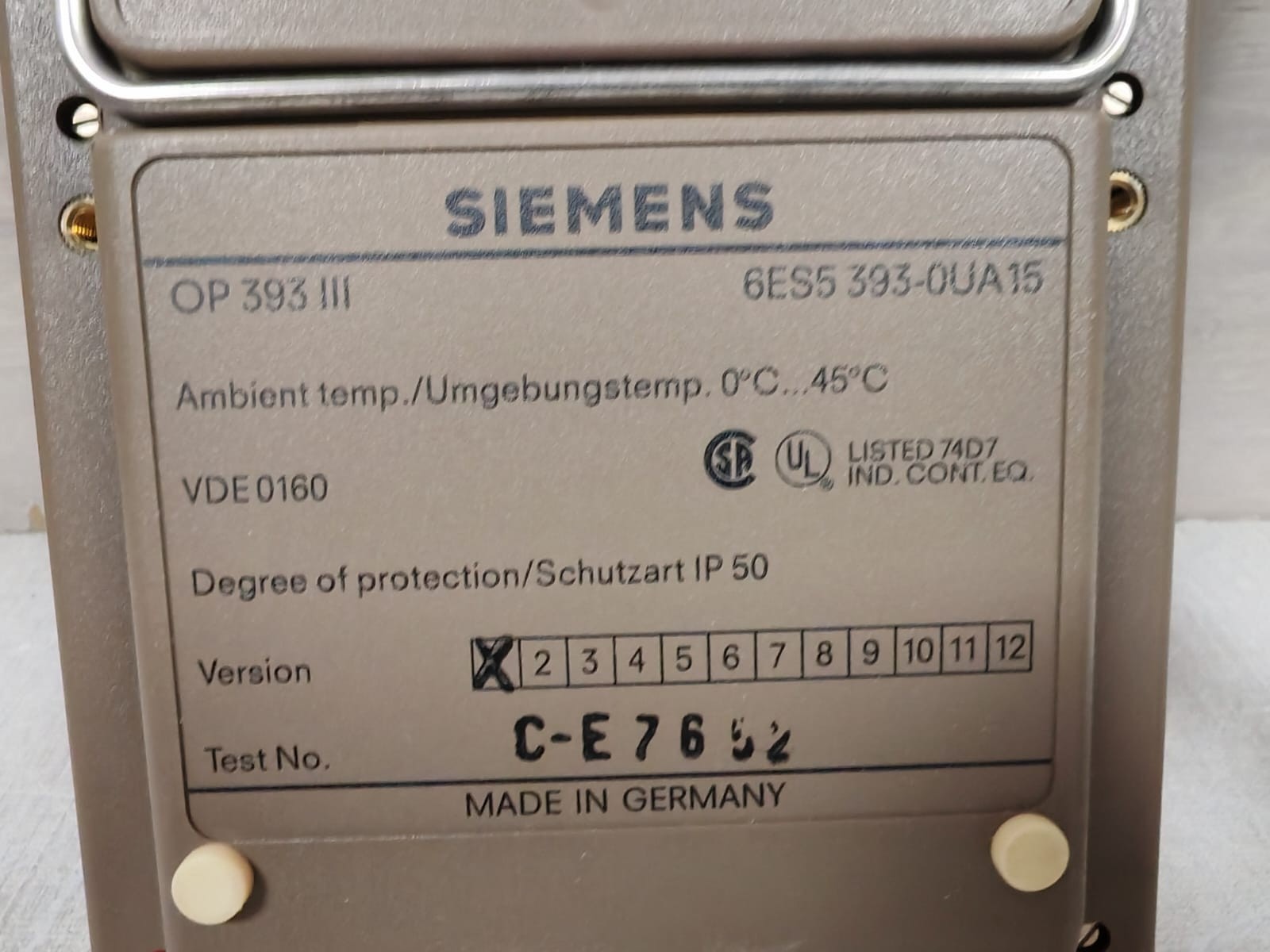 Siemens 6ES5 393-OUA15 SIEMENS OP 393-III 6ES5 393-OUA15 OPERATOR PANEL 3