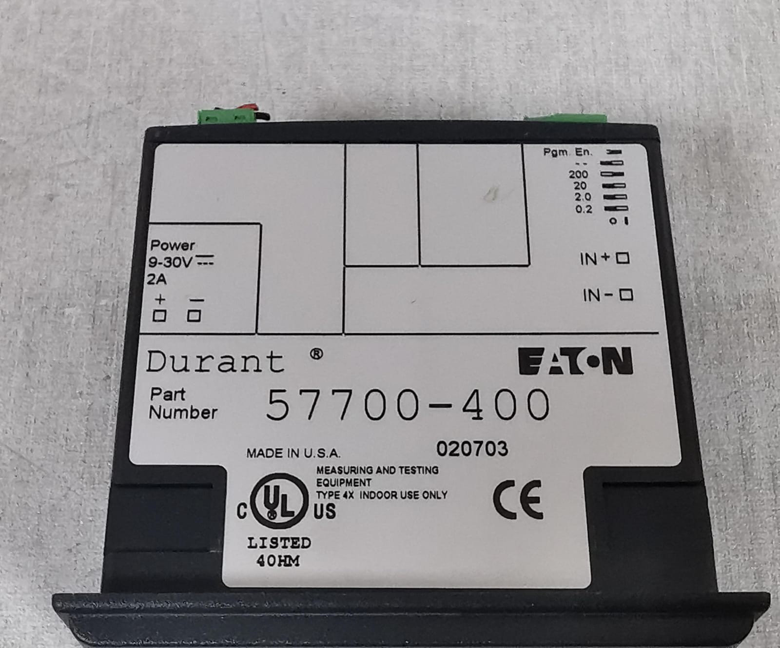 EATON DURANT 57700-400 EATON DURANT 57700-400 ECLIPSE SERIES PANEL METER 8