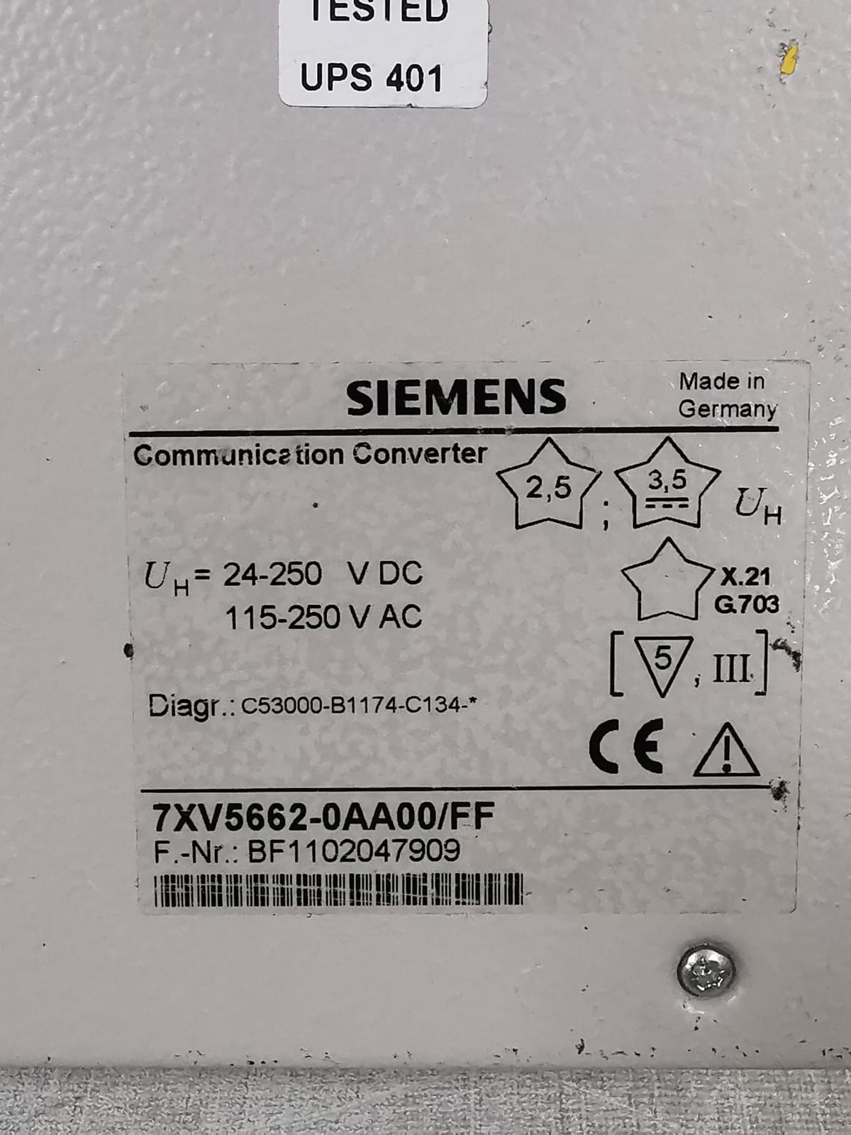 Siemens 7XV5662-0AA00/FF SIEMENS 7XV5662-0AA00/FF COMMUNICATION CONVERTER 115-250VA 4