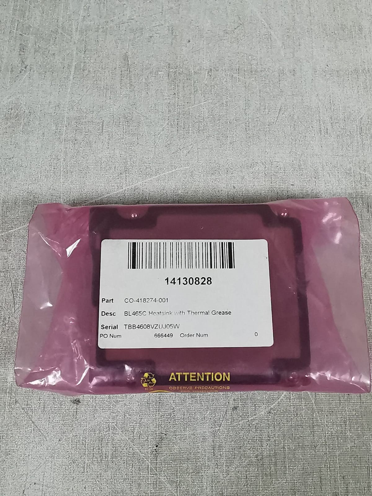 HP 412720-001 CO-418274-001 HP 412720-001 CO-418274-001 BL465C HEATSINK W/ TERMINAL GREASE 2