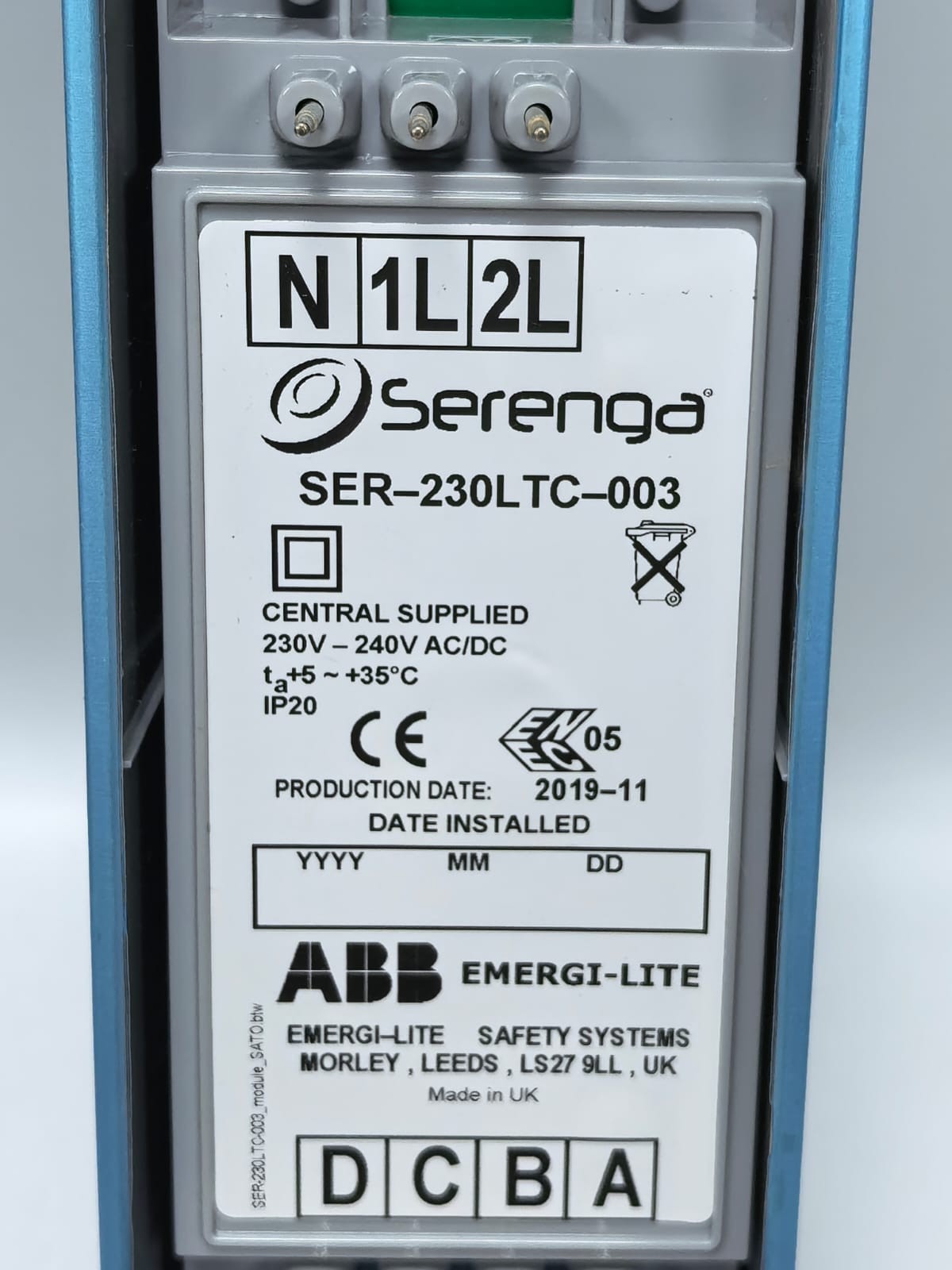 ABB SER-230LTC-003 ABB 7TCA091140R0216 EMERGI-LITE SER-230LTC-003 SERENGA CONTROL MODULE 230V LTC 4