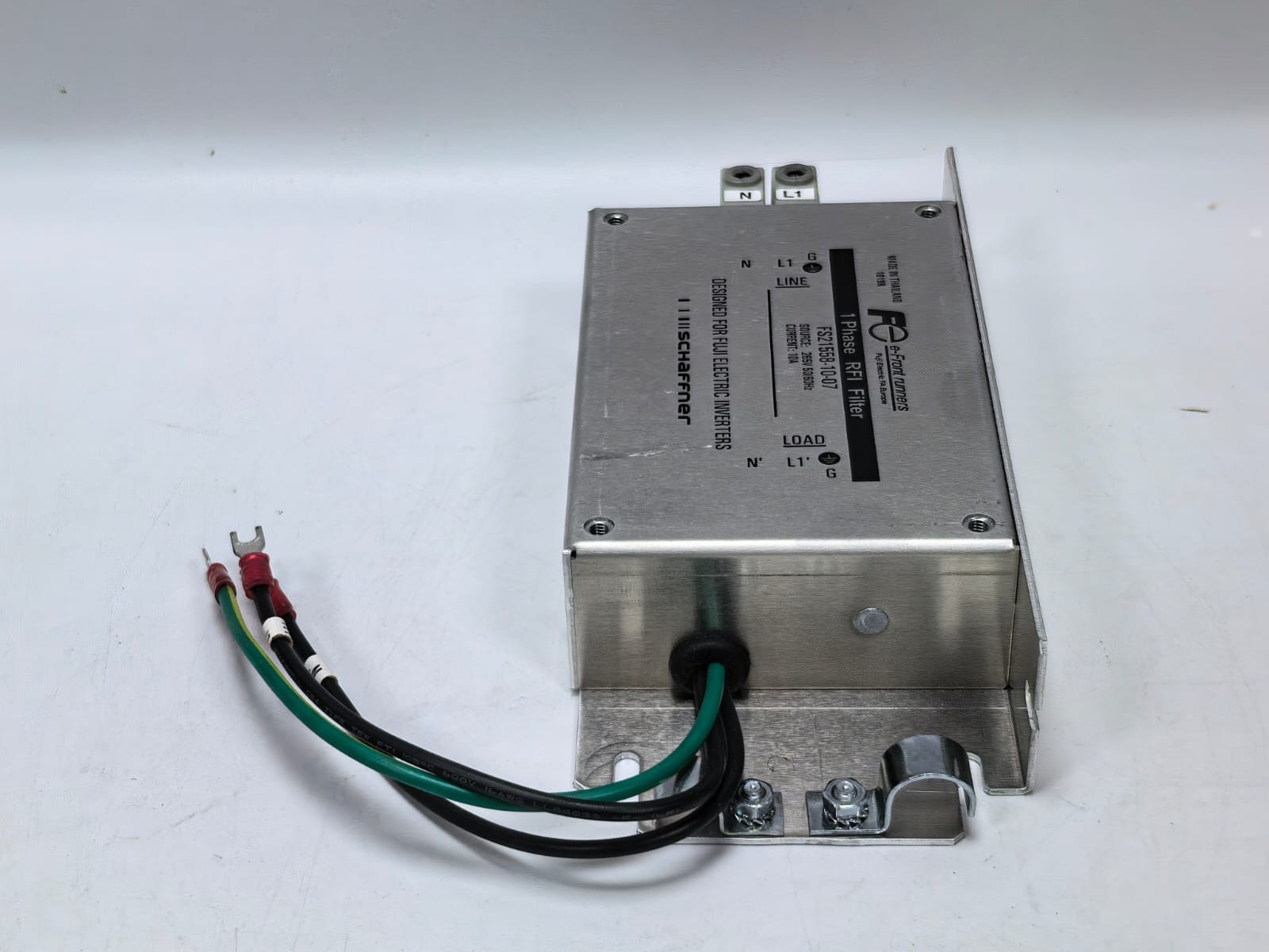 Fuji Electric FS21558-10-07 FUJI ELECTRIC SCHAFFNER FS21558-10-07 1 PHASE RFI FILTER 265V-50/60HZ 10A 4