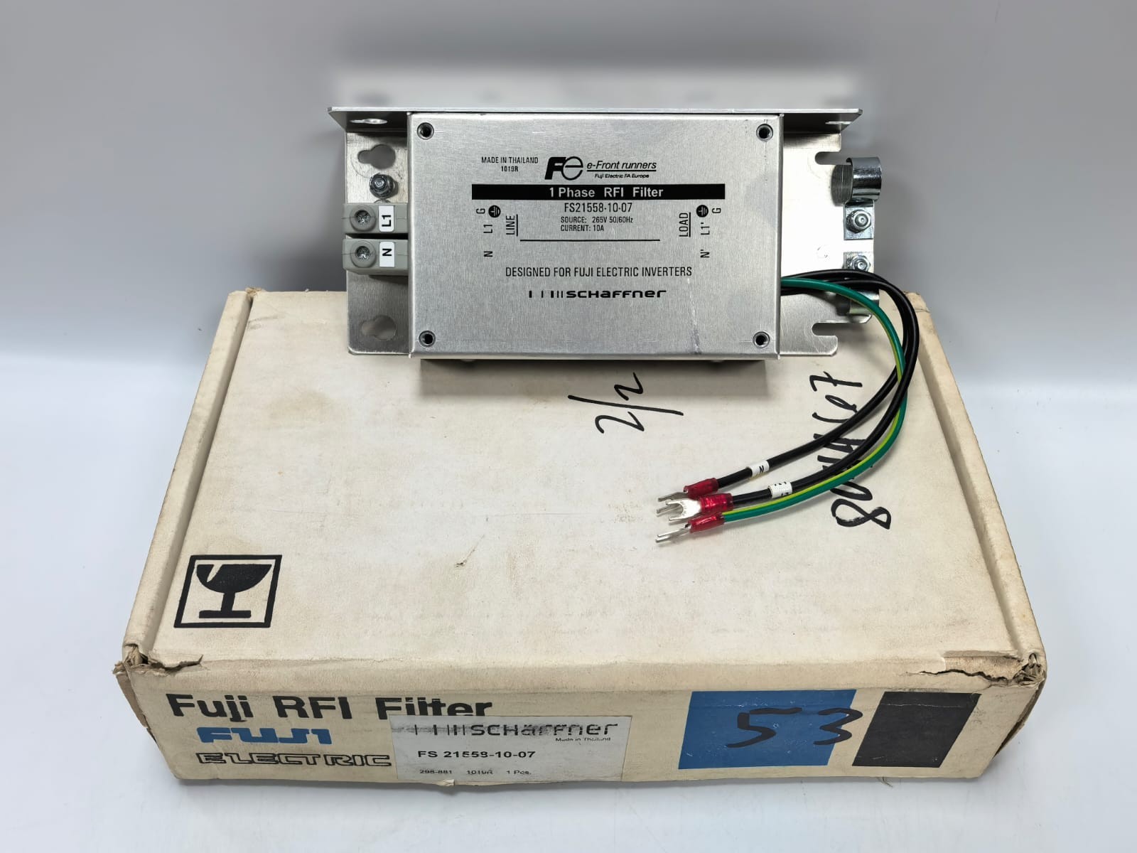 FUJI ELECTRIC SCHAFFNER FS21558-10-07 1 PHASE RFI FILTER 265V-50/60HZ 10A