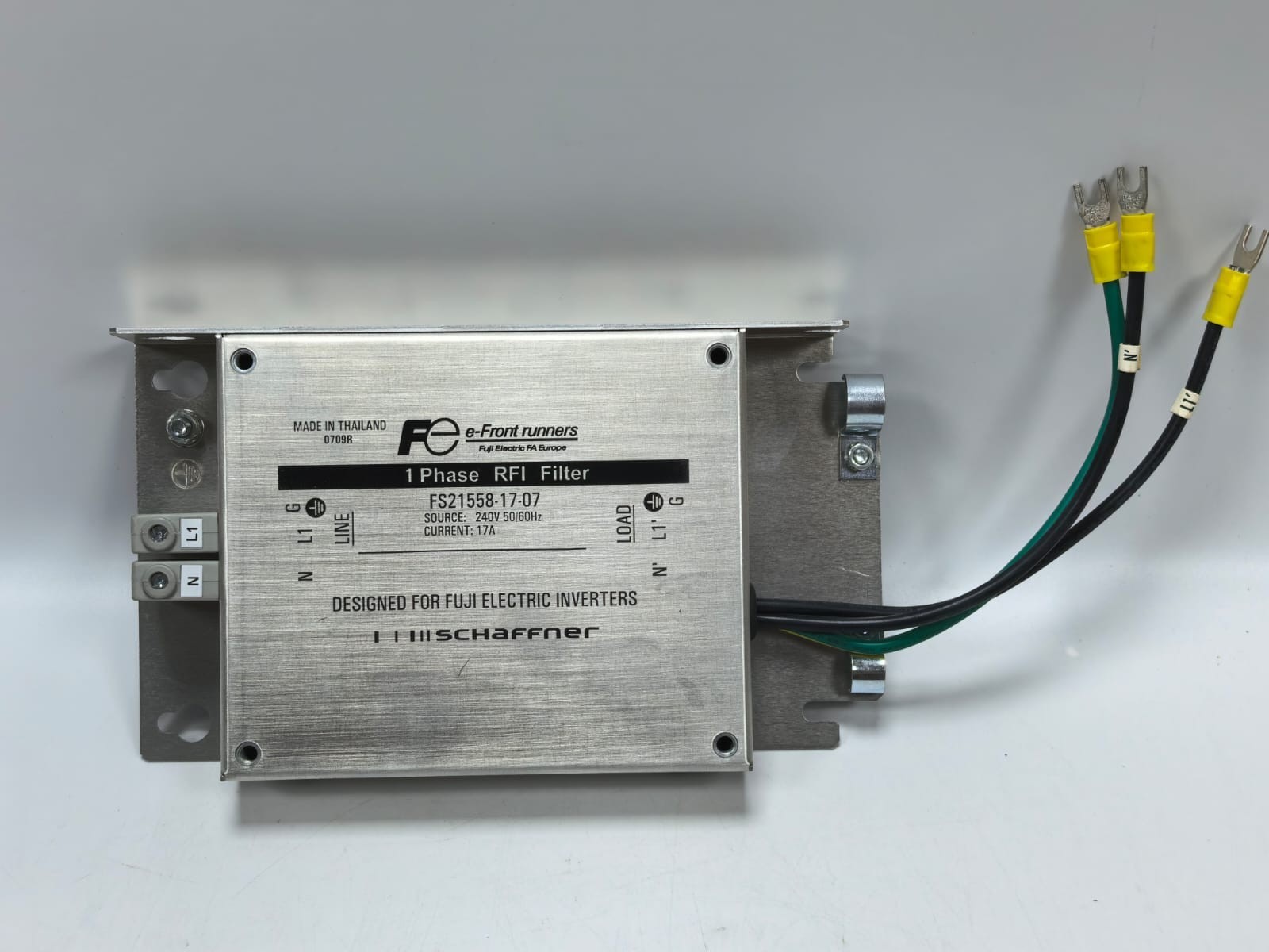 Fuji Electric FS21558-17-07 FUJI ELECTRIC SCHAFFNER FS21558-17-07 1-PHASE RFI FILTER 240V-50/60HZ 17A 2