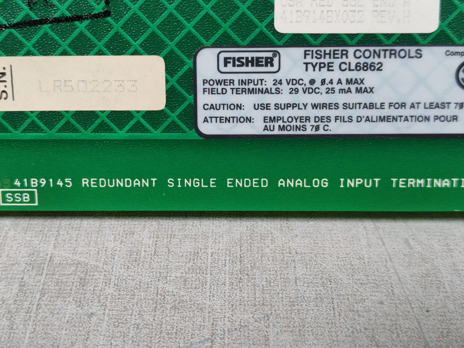 FISHER CONTROLS CL6862X1-A2 04-92 41B9148X032 REV.H FISHER CONTROLS CL6862 41B9148X032-92 005 CL6862X1-A2 04-92 41B9148X032 REV.H 3