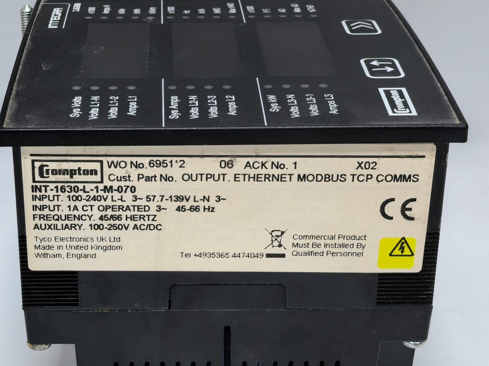 CROMPTON INT-1630-L-1-M-070 CROMPTON INTEGRA INT-1630-L-1-M-070 DIGITAL METERING SYSTEM 100-240V 5