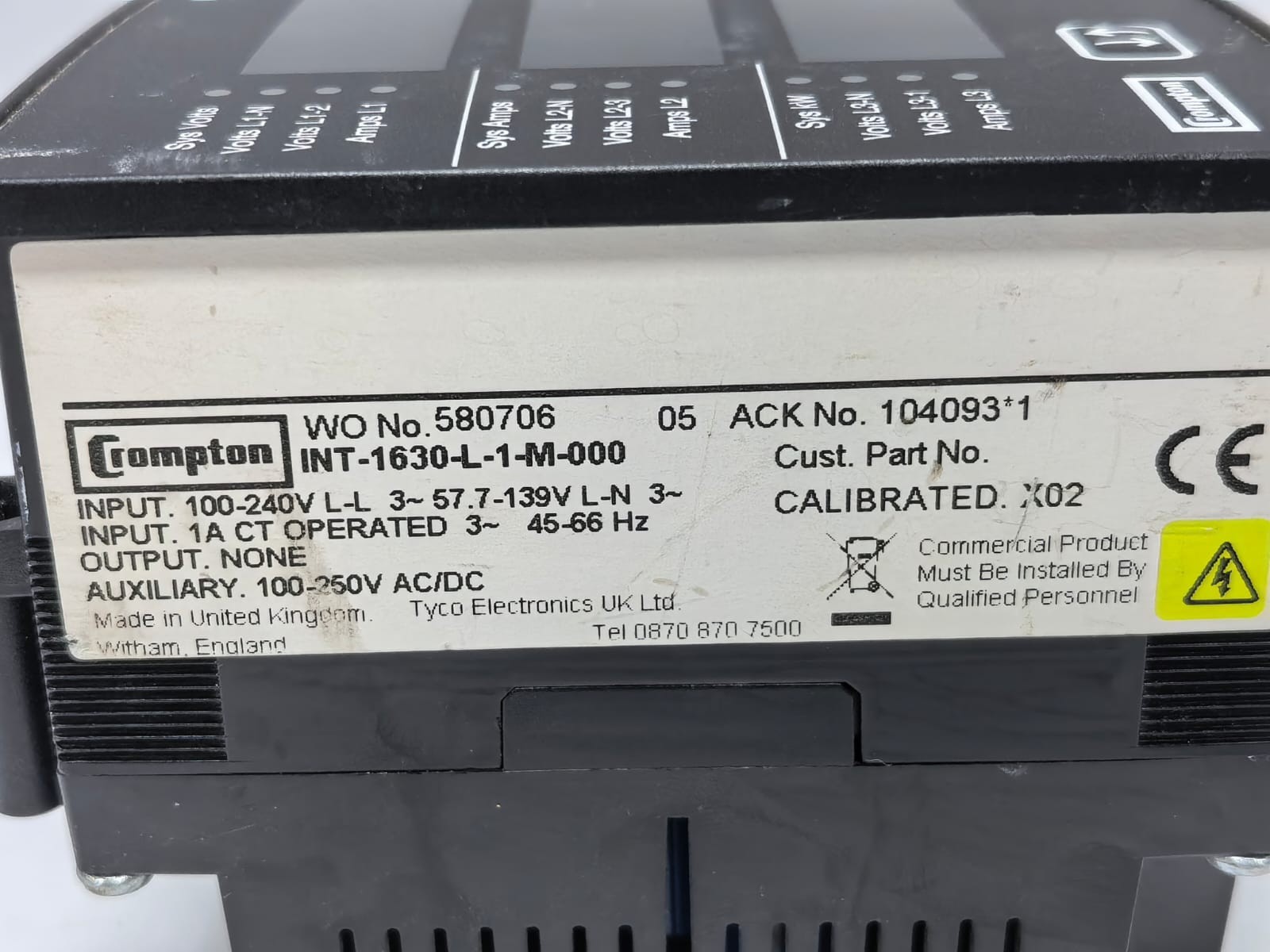 CROMPTON INT-1630-L-1-M-000 CROMPTON INTEGRA INT-1630-L-1-M-000 DIGITAL METERING SYSTEM 100-240V 2
