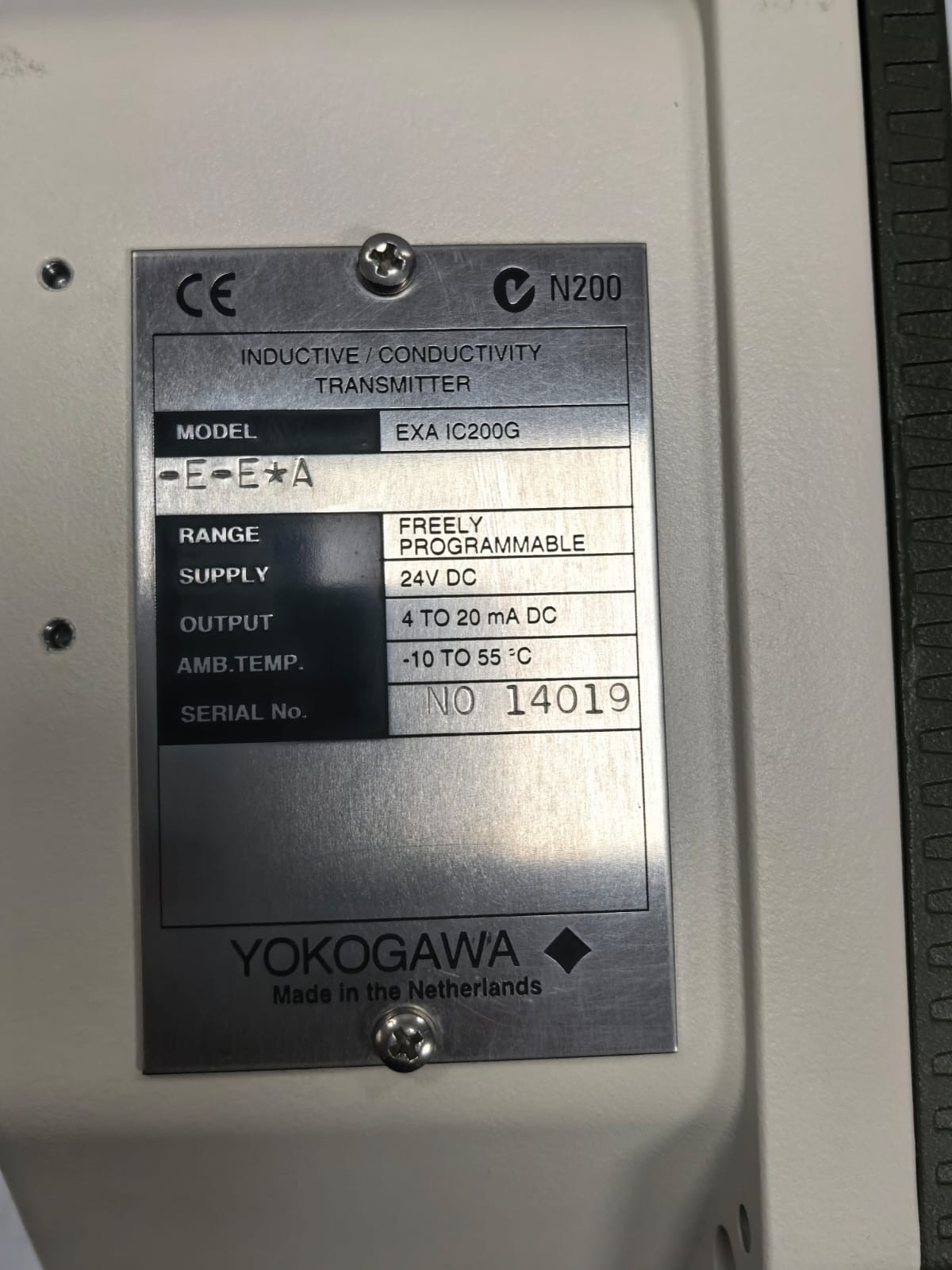 YOKOGAWA EXA IC200G -E-E*A YOKOGAWA EXA IC200G -E-E*A INDUCTIVE /CONDUCTIVITY TRANSMITTER 5