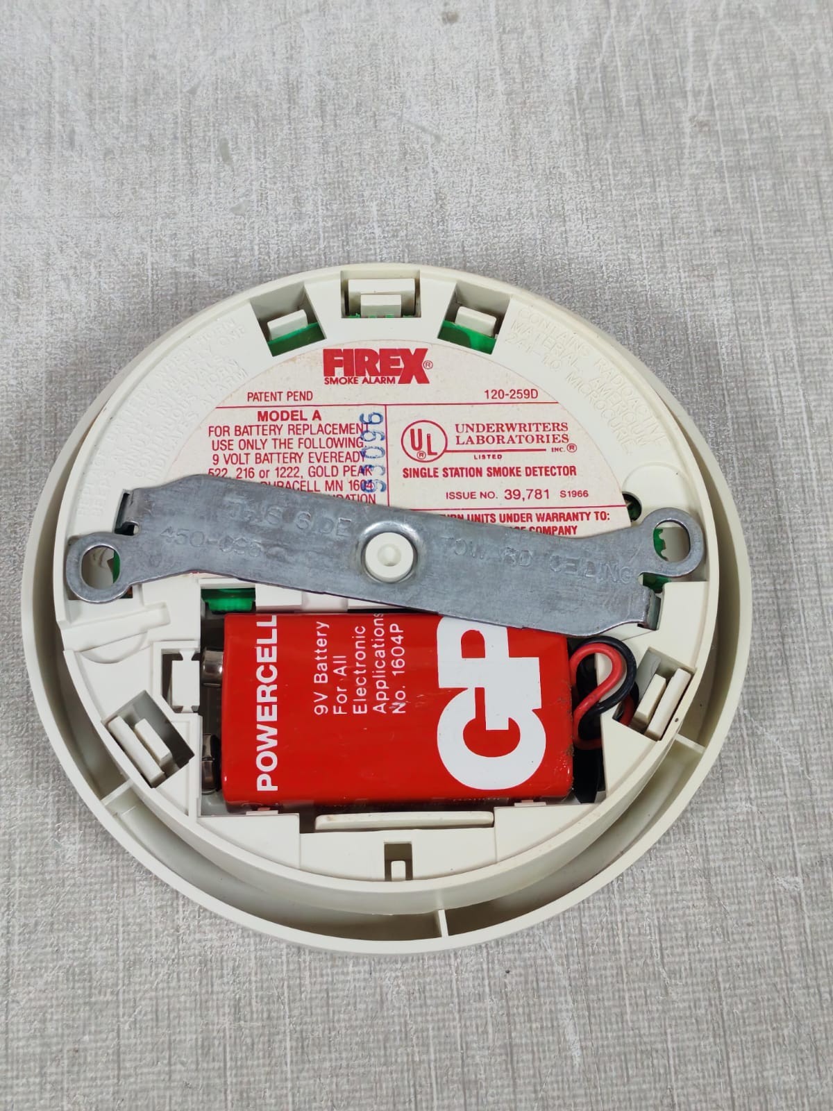 FIREX FIREX-0461 FIREX 0461 SMOKE ALARM 9VOLTS POWERED 6