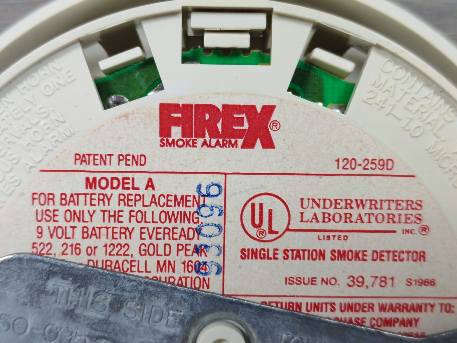 FIREX FIREX-0461 FIREX 0461 SMOKE ALARM 9VOLTS POWERED 7