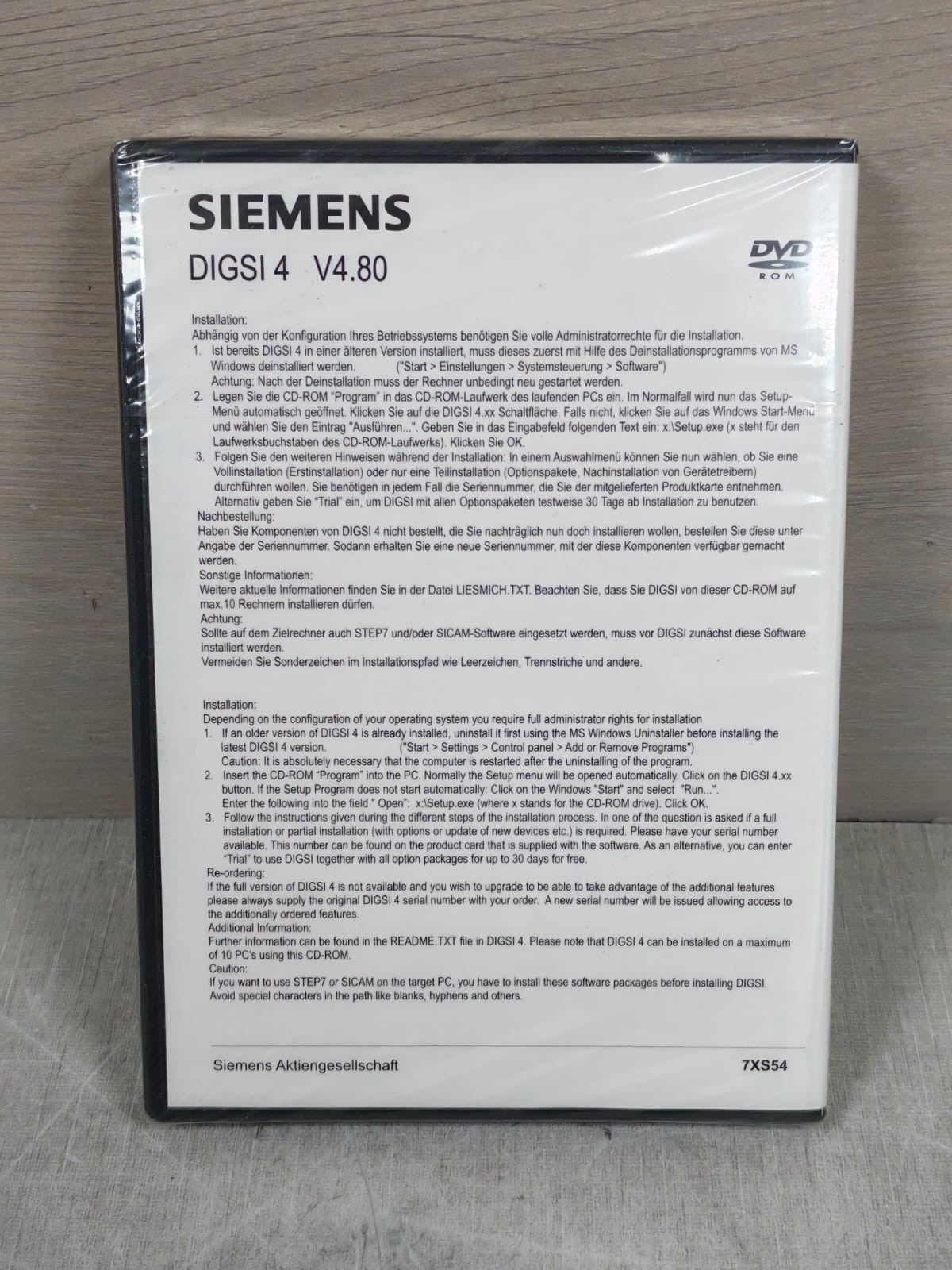 Siemens 7XS5400-0AA00 SIEMENS DIGSI4 V4.80 7XS5400-0AA00 BASIS CD-VERSION OPERATIING PROG.FOR SIPROTEC 8
