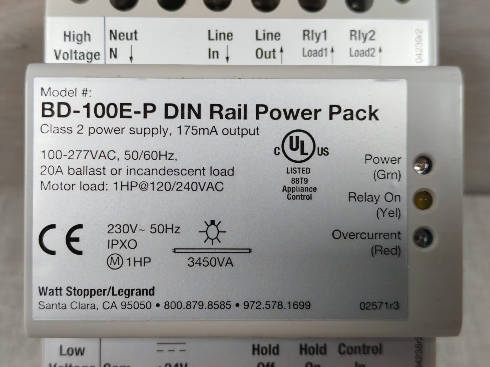 WATT STOPPER BD-100E-P WATT STOPPER BD-100E-P DIN RAIL POWER PACK 3