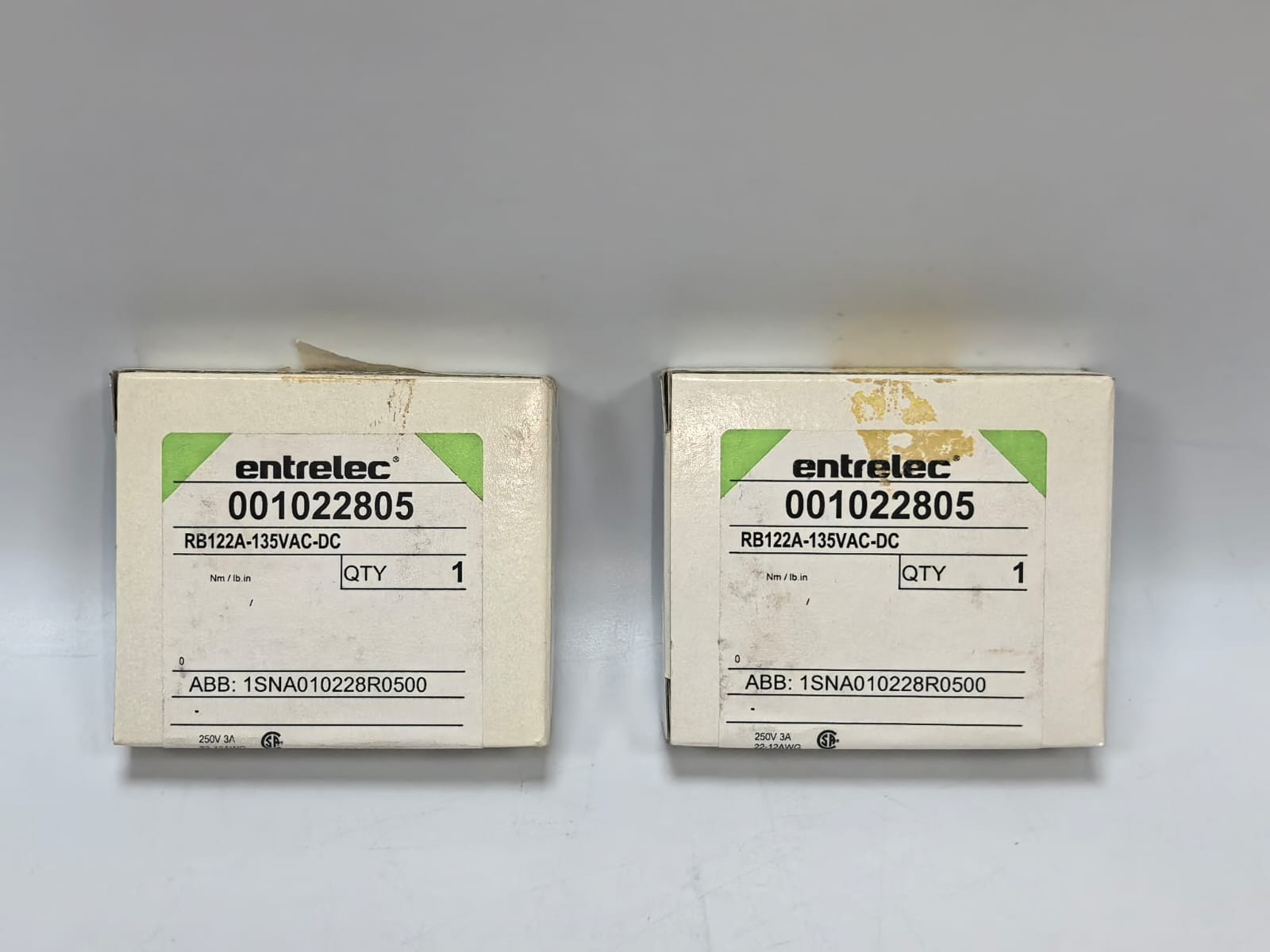 ABB RB122A-135VAC-DC ENTRELEC 001022805 RB122A-135VAC-DC TERMINAL BLOCK ABB 1SNA010228R0500 8