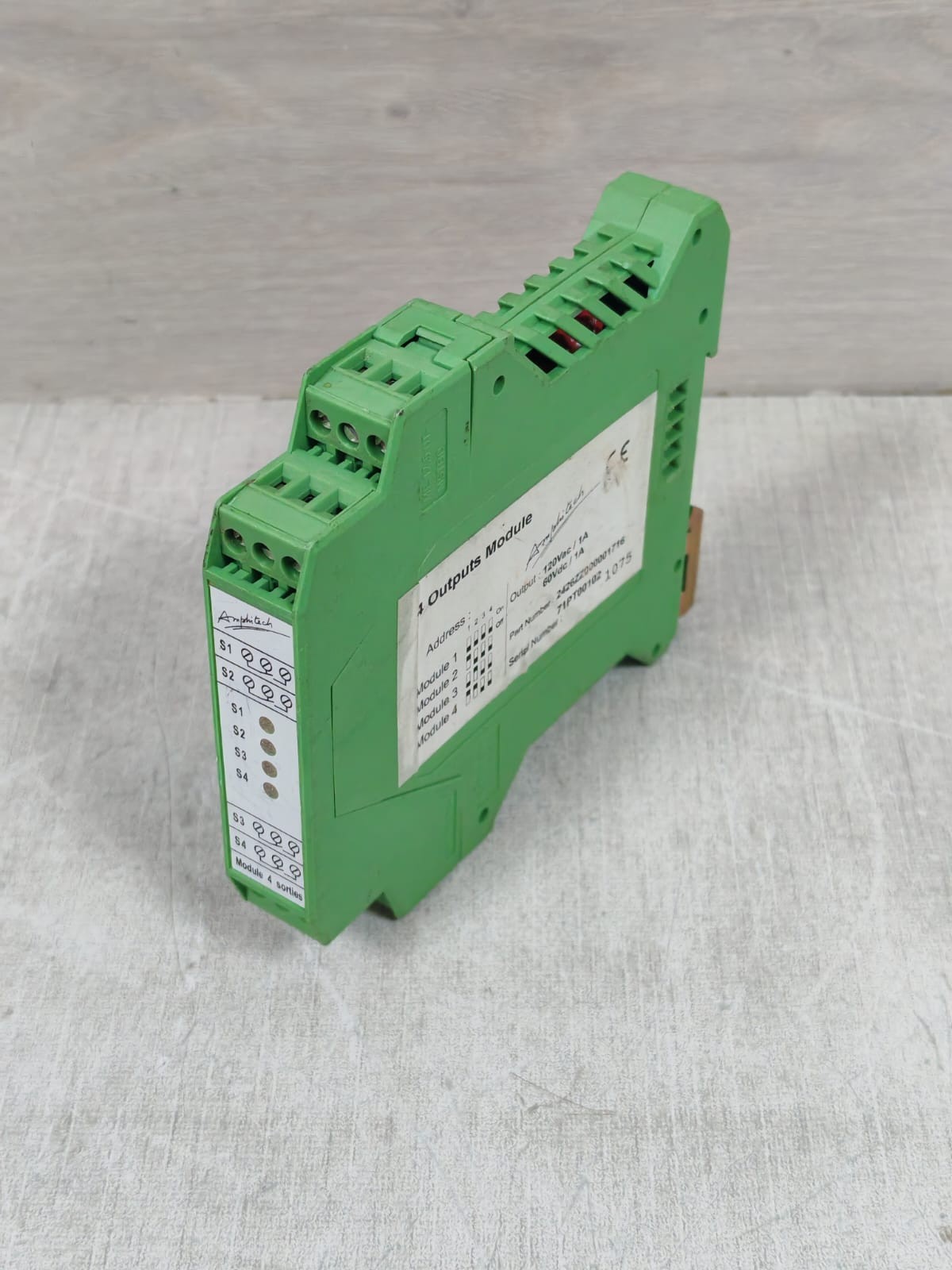 AMPHITECH 120VAC/1A AMPHITECH 2426ZZ0000171671PT00102 4 INPUTS MODULE 120VAC/1A 60VDC/1A 3