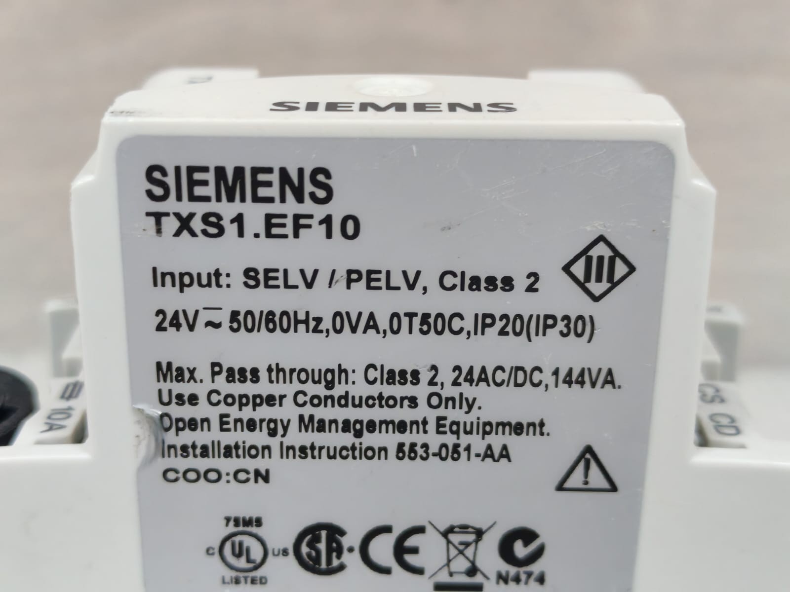 Siemens EF10 SIEMENS TXS1.EF10 BUS CONNECTION MODULE 24V 7